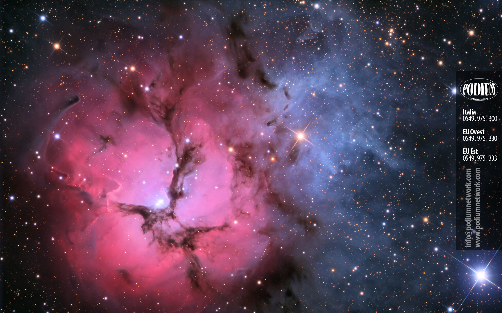 Nebulosa Trifida, Spazio, Stelle, Rosa, Full HD, sfondo per computer