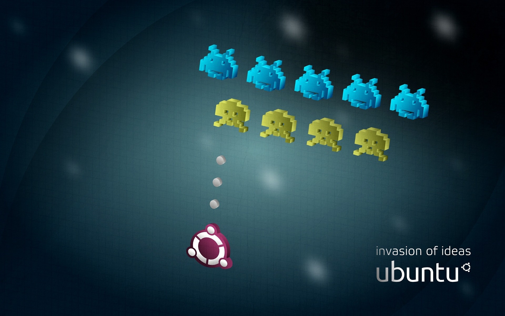 Ubuntu, Invasion of ideas, Space Invaders, Pixel art, 16:10 Full HD, sfondo widescreen