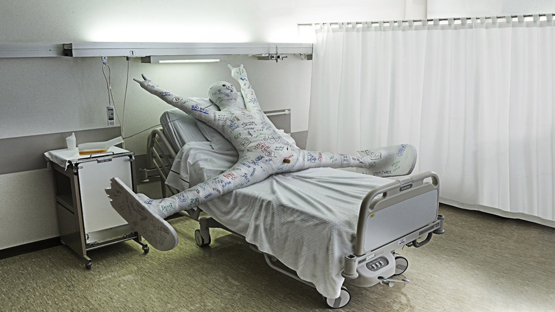 Ospedale, Ingessato, Letto, Umorismo, Full HD, sfondo desktop