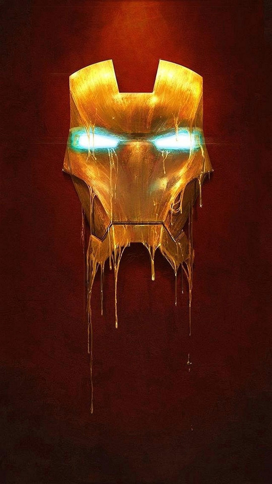 Iron Man, Marvel, Maschera, Oro fuso, Full HD, sfondo verticale per cellulare