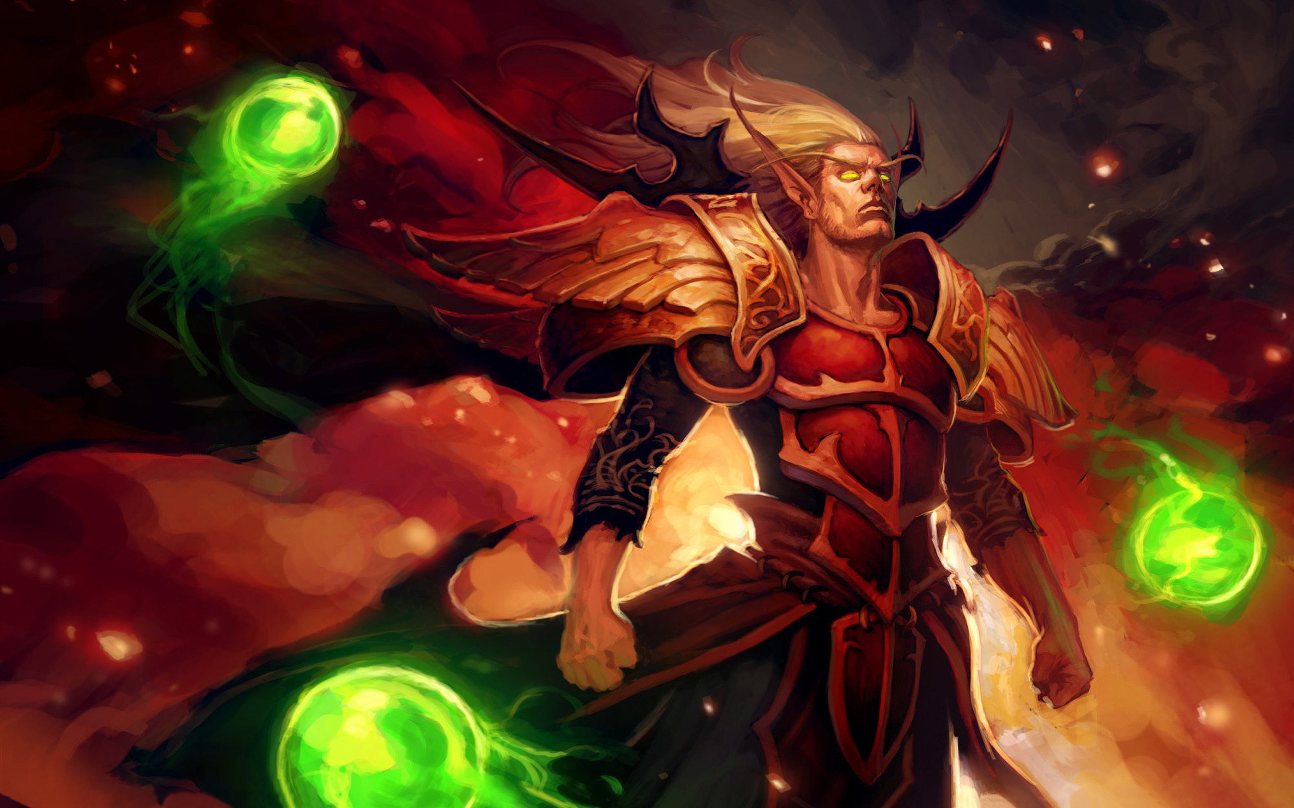 Kael'thas Sunstrider, World of Warcraft, Elfo del sangue, Magia verde, sfondo 2560x1600 per PC