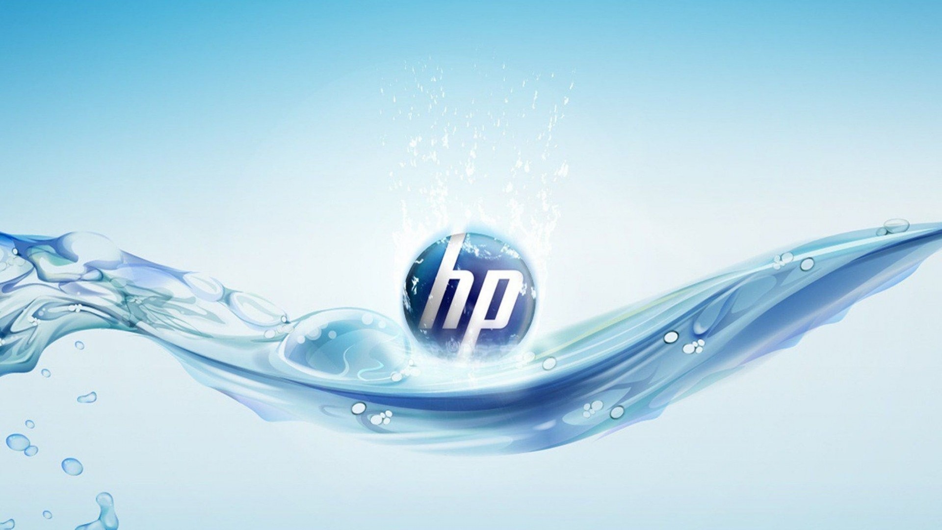 Logo HP, Hewlett-Packard, Onda d'acqua, Schizzi, Azzurro, 1920x1080, immagine di sfondo