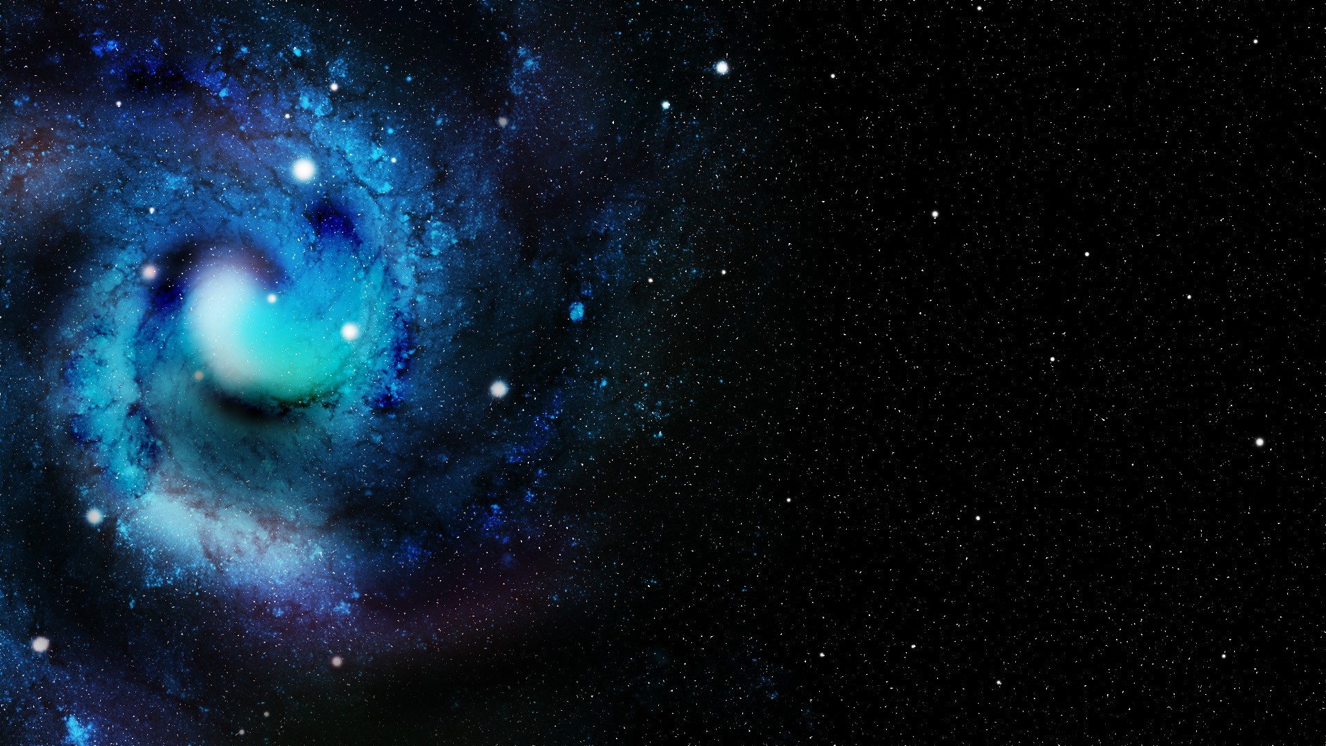 Galassia a spirale, Stelle, Spazio profondo, Blu, Full HD, sfondo per PC e portatile