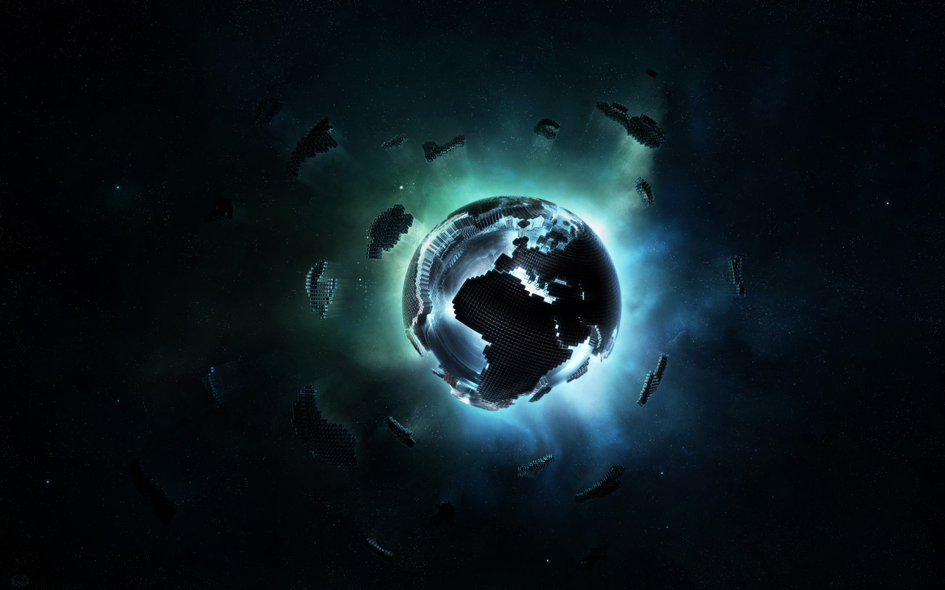 Terra, Frammenti, Esplosione, Arte digitale, 1920x1200, sfondo per PC