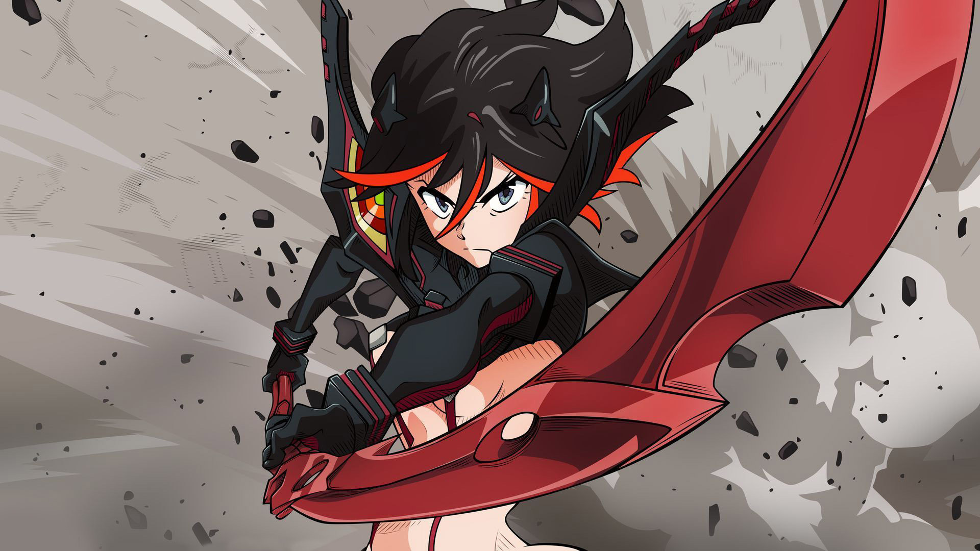 Ryuko Matoi, Senketsu, Kill la Kill, Forbice-spada, Azione, 16:9 Full HD, sfondo widescreen