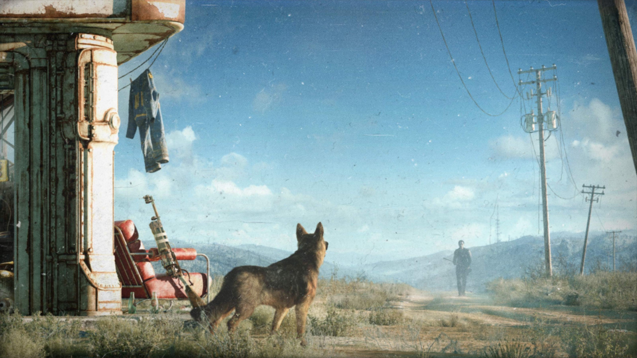 Dogmeat, Fallout 4, Zona contaminata, Cielo, 16:9 2K, sfondo widescreen