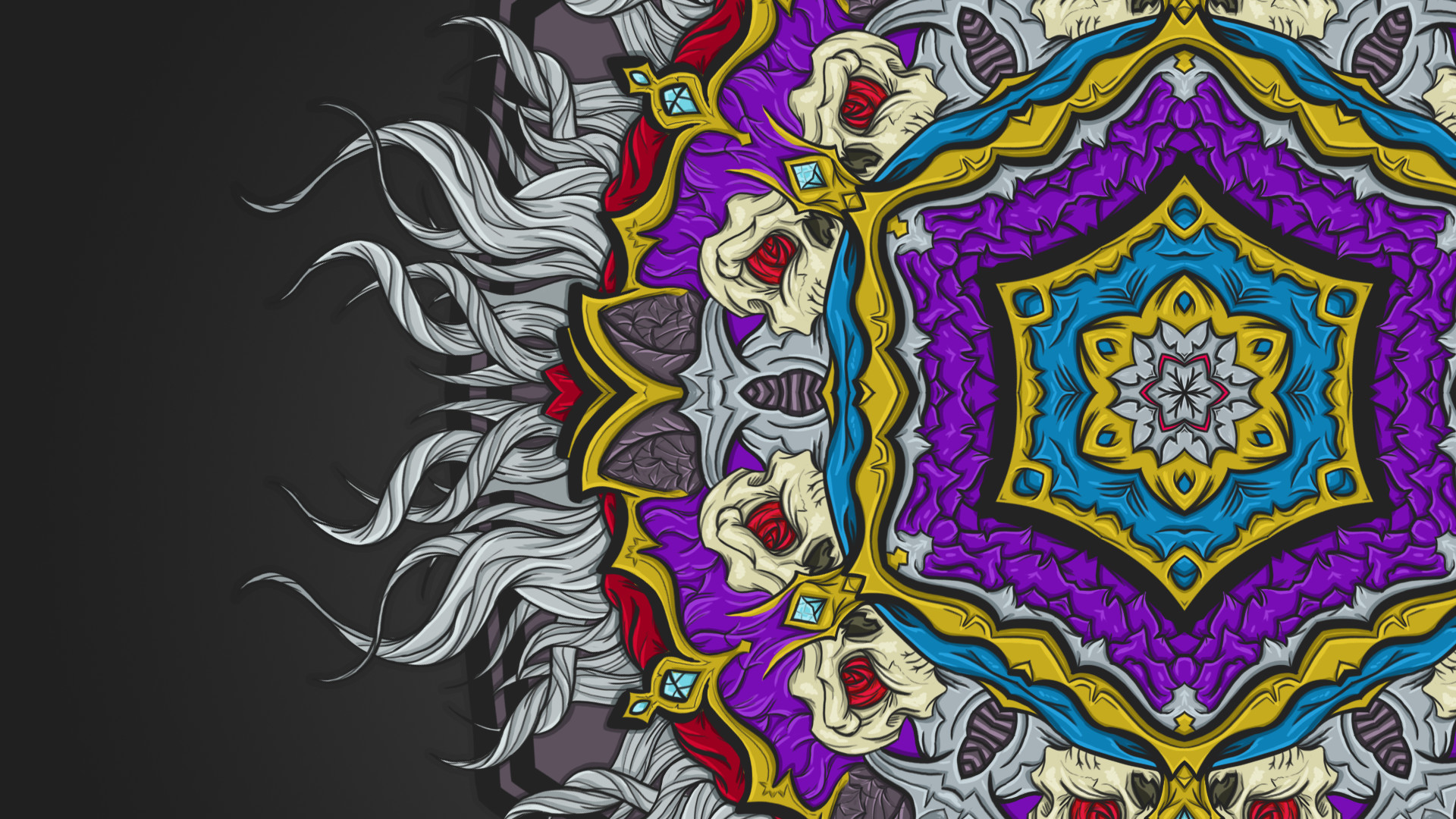 Mandala, Caleidoscopio, Viola, Arte psichedelica, Full HD, sfondo per portatile