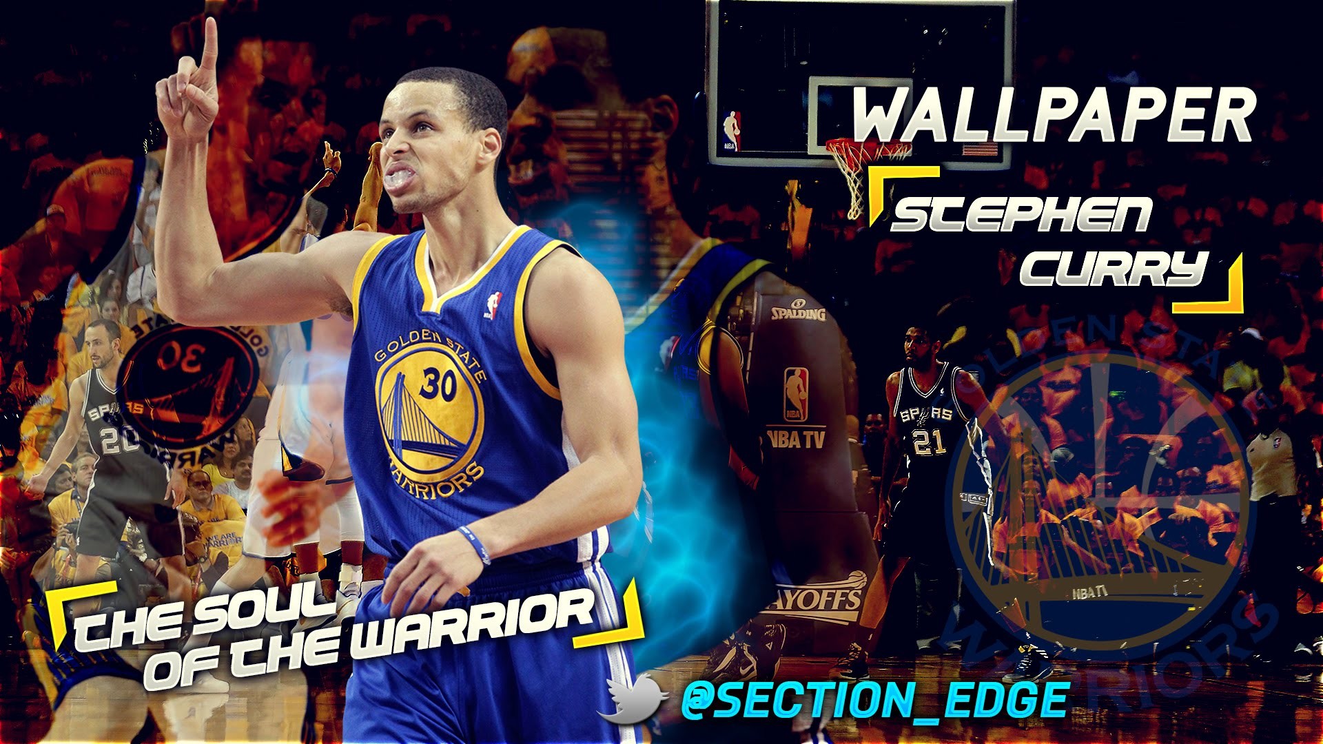Stephen Curry, Golden State Warriors, The Soul of the Warrior, Collage, sfondo desktop 1080p