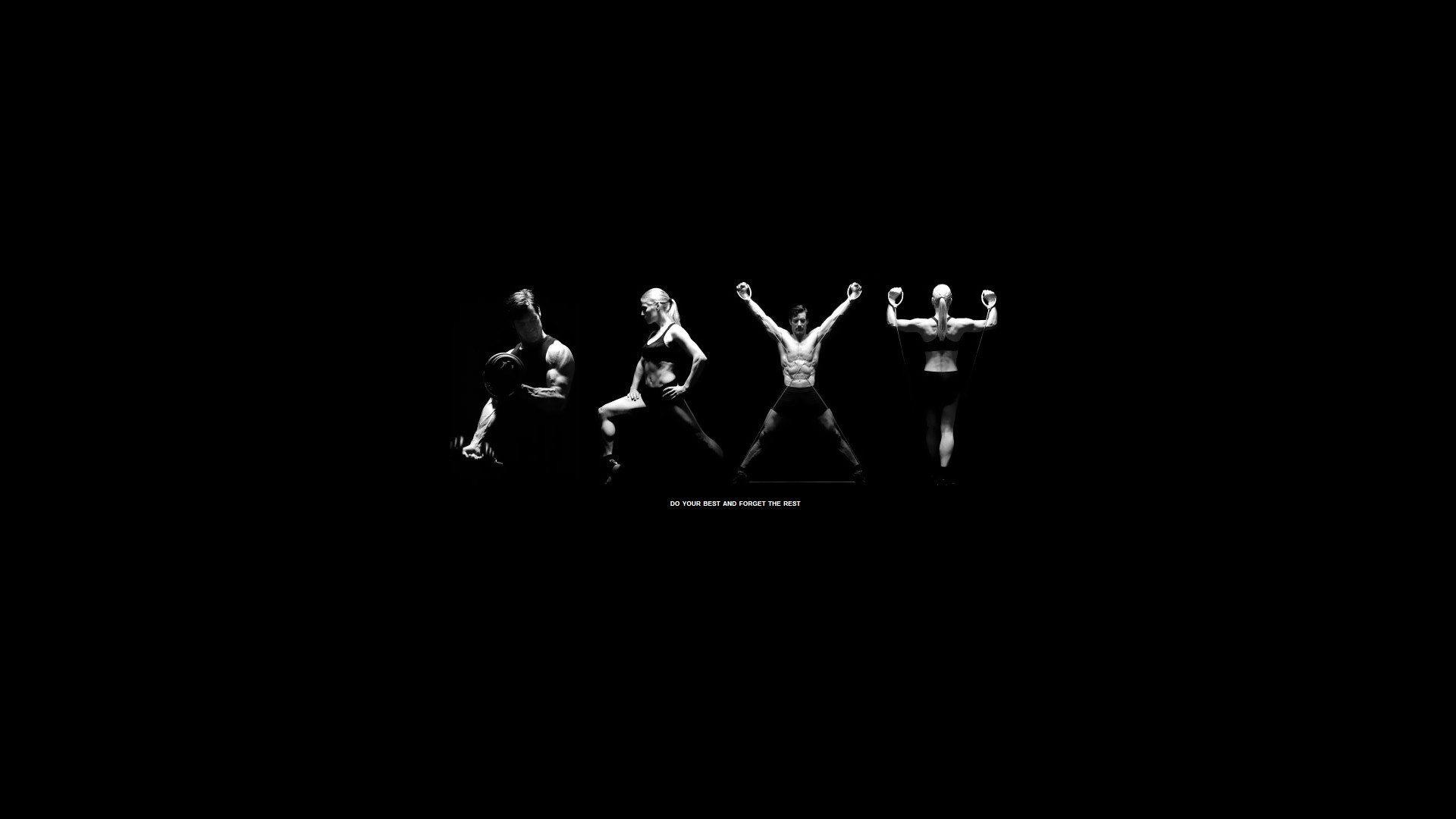 Silhouette, Fitness, Sfondo nero, Minimalista, Full HD, wallpaper desktop