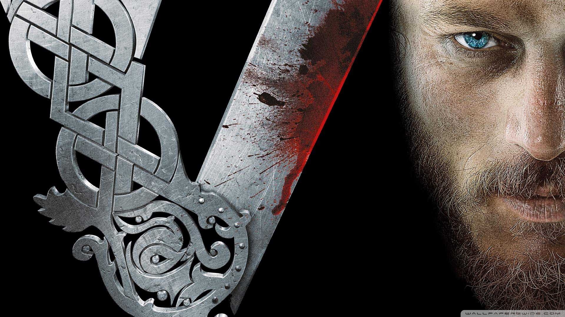 Ragnar Lothbrok, Vikings, Logo, Primo piano, Full HD, sfondo per PC e portatile