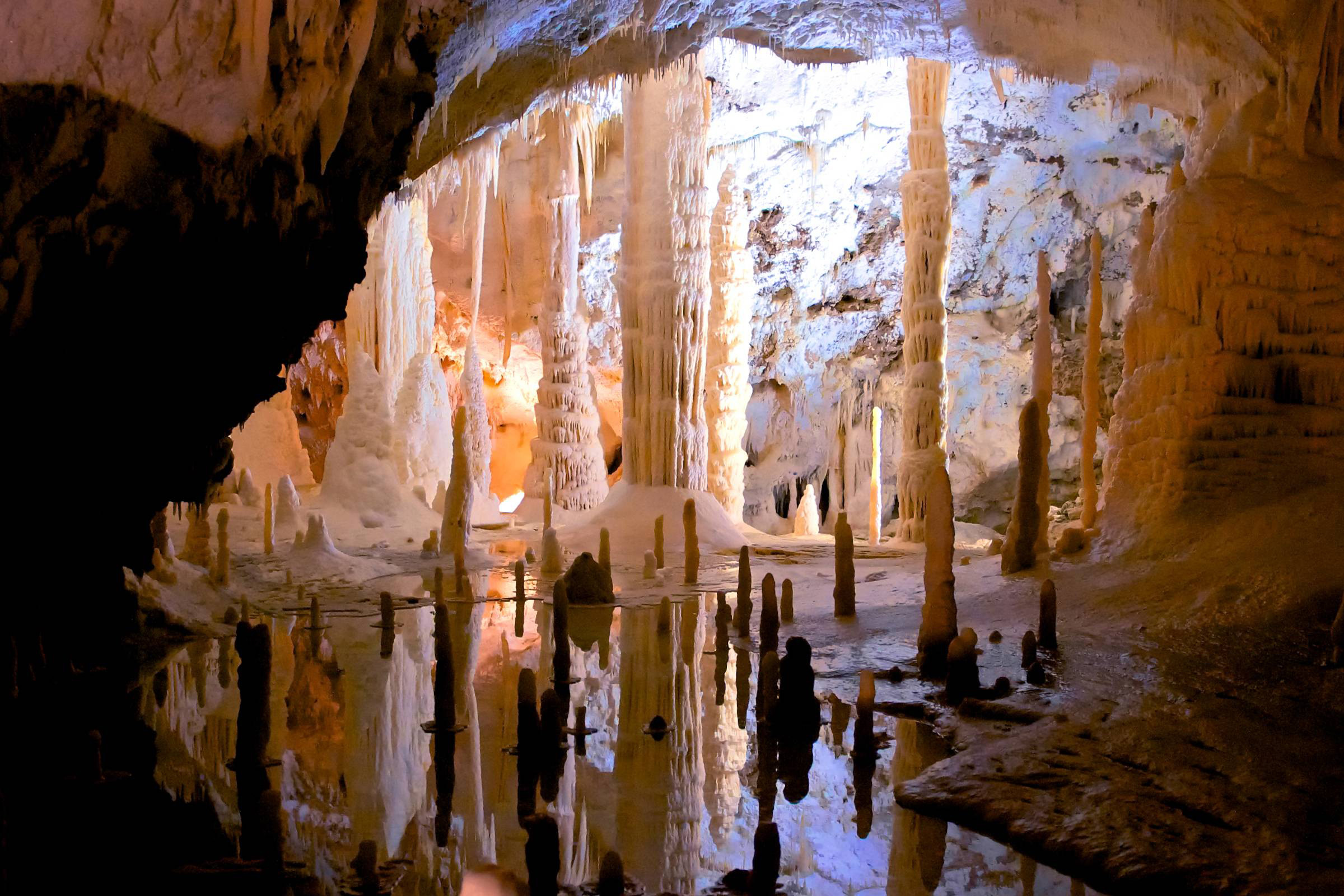Grotta, Stalattiti, Riflesso, Full HD, sfondo per PC e portatile