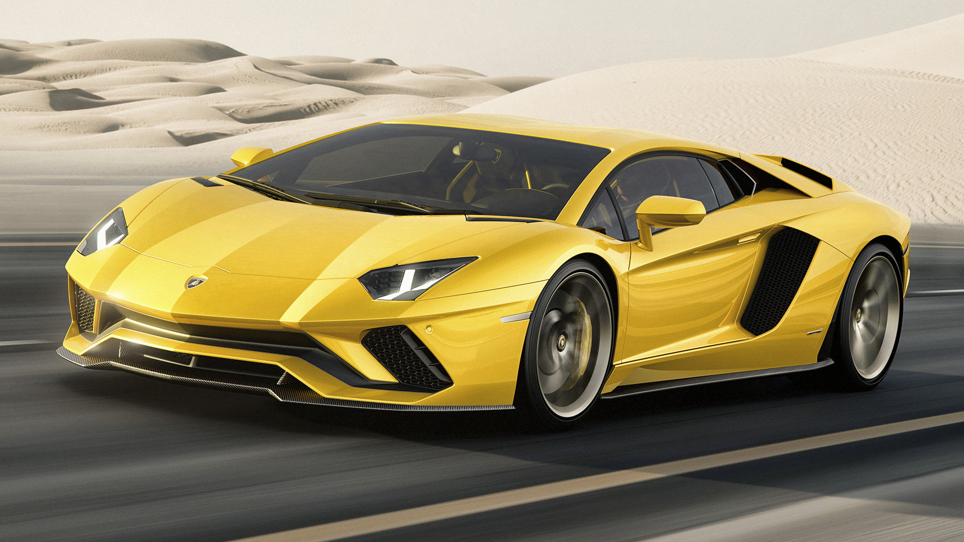 Lamborghini Aventador S, Giallo, Deserto, Supercar, Full HD, sfondo Windows 11