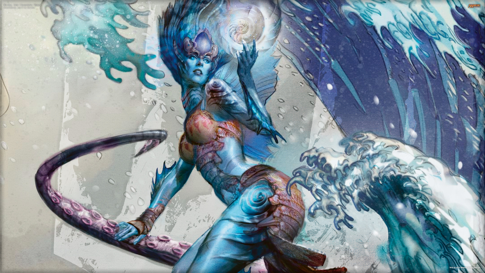 MTG, Creatura marina, Onde, Fantasy, 16:9 Full HD, wallpaper widescreen