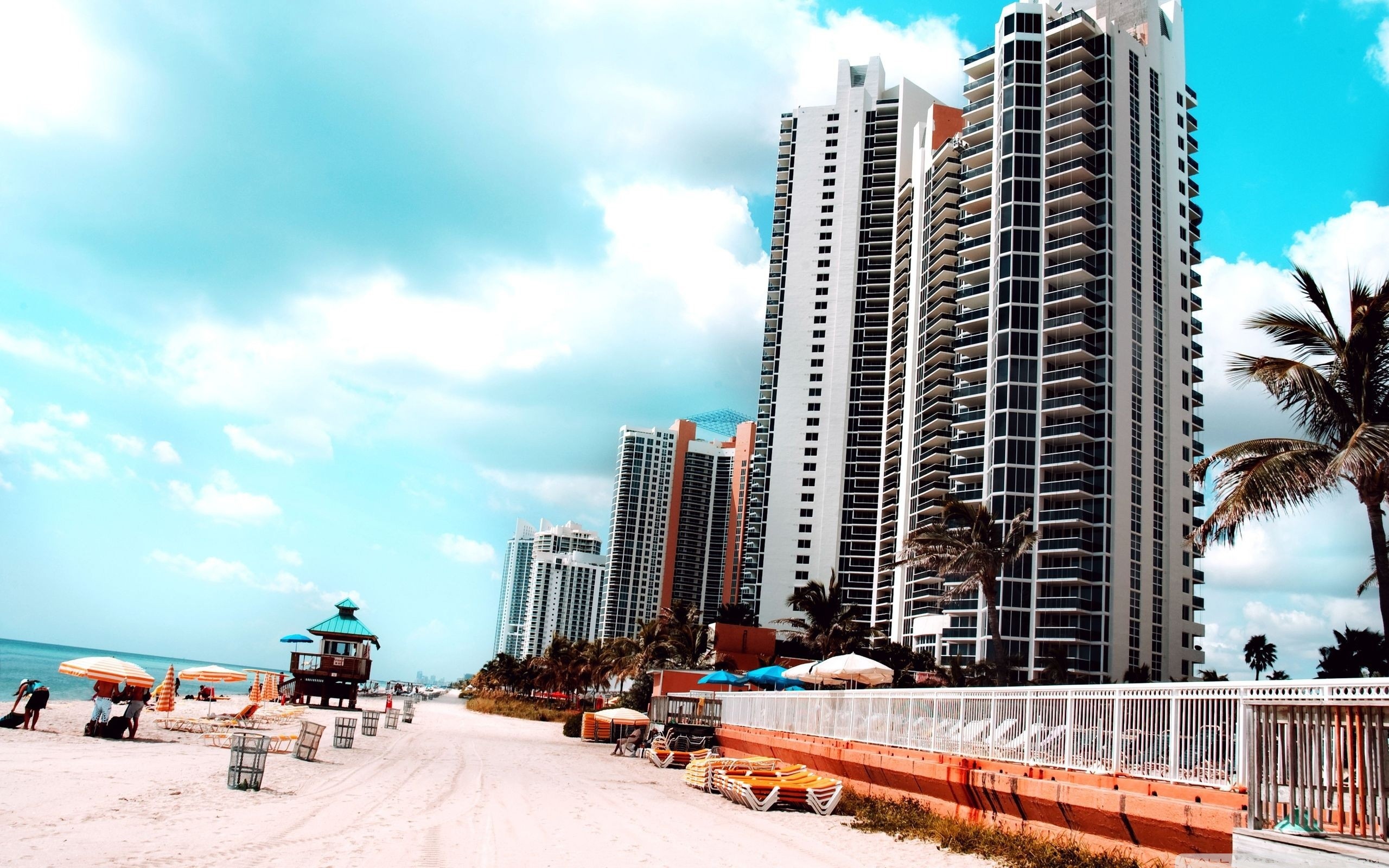 Sunny Isles Beach, Miami, Spiaggia, Grattacieli, 2K 1600p, sfondo desktop