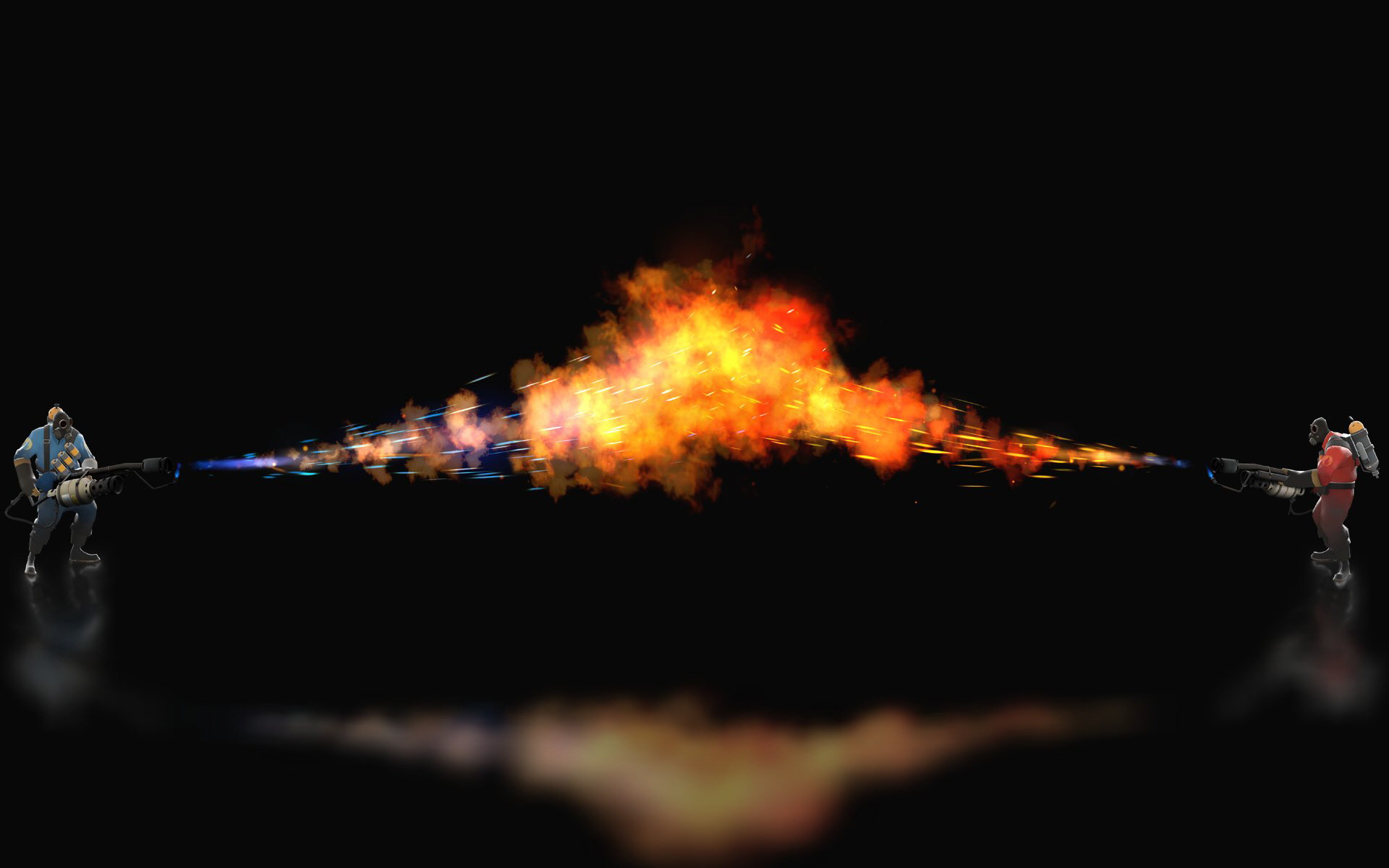 Team Fortress 2, Lanciafiamme, Fuoco, Sfondo nero, 1920x1200, wallpaper desktop