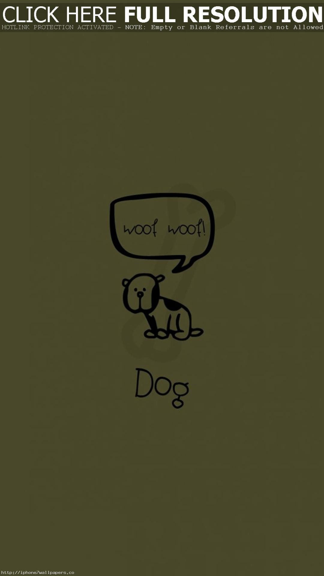 Cane, Scarabocchio, Woof woof, Verde oliva, Full HD, schermata di blocco del cellulare