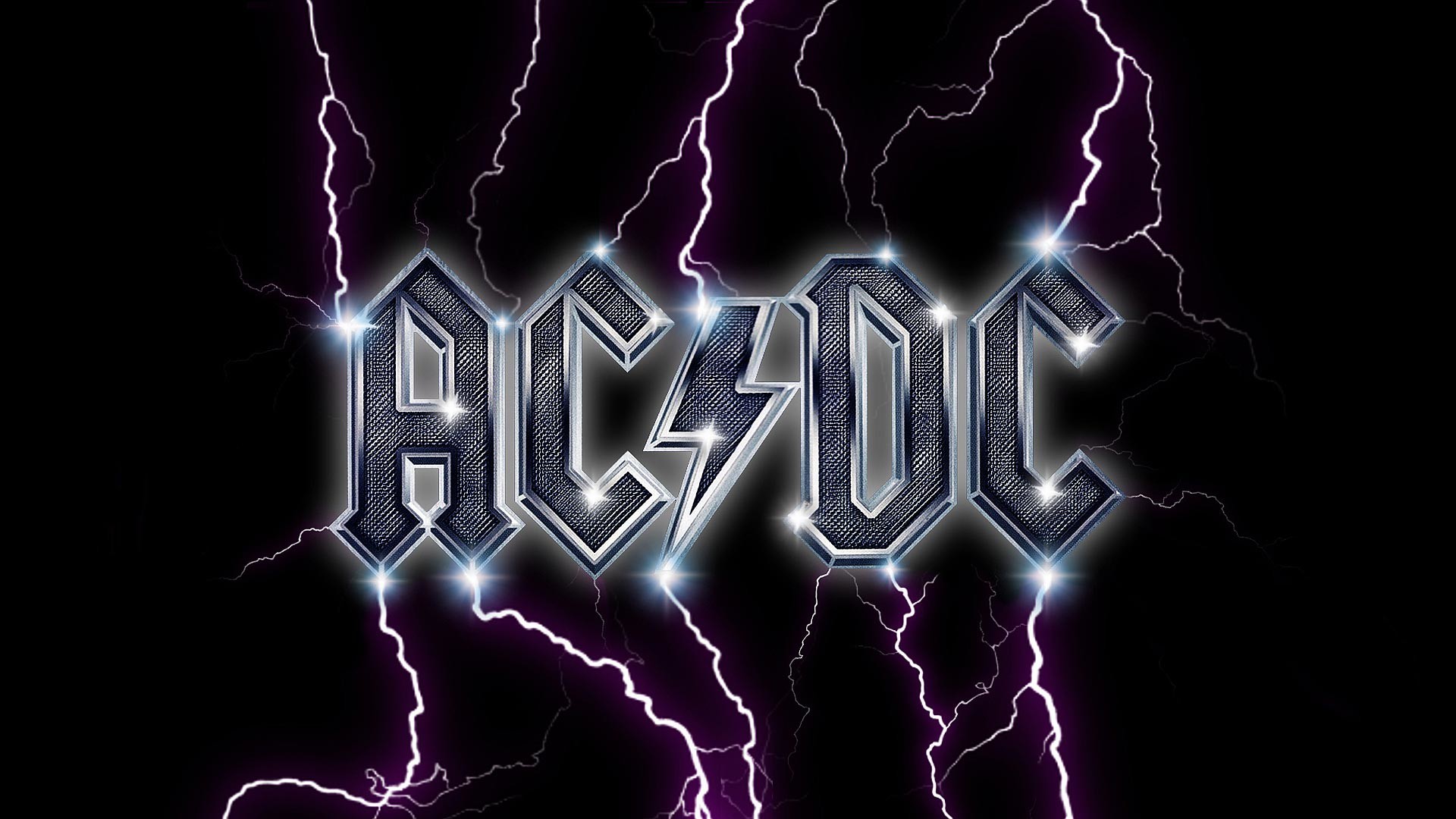 Logo AC/DC, AC/DC, Fulmini, Viola, Full HD, sfondo Windows 11