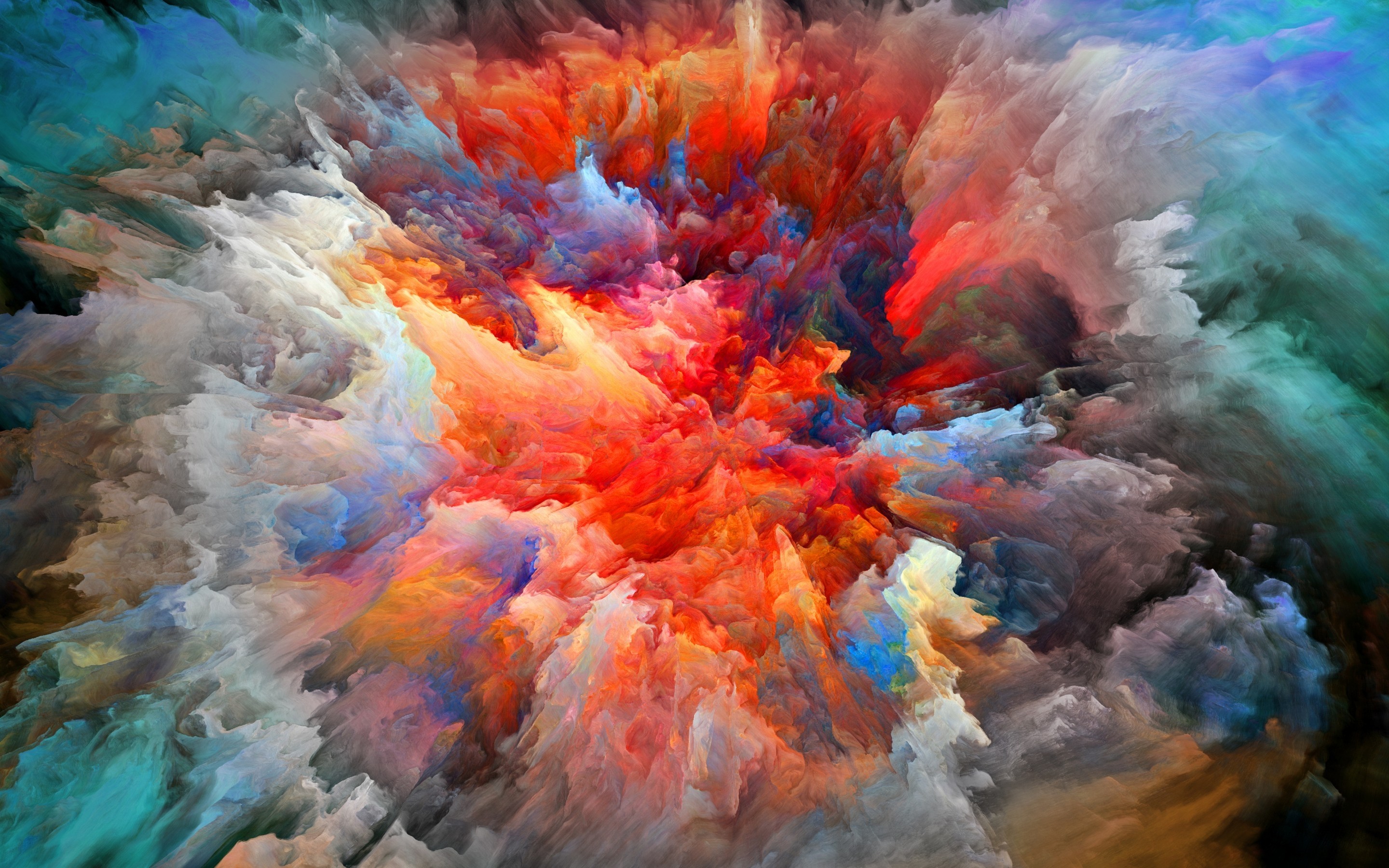 Esplosione di colori, Arte astratta, Pittura digitale, Colori vivaci, sfondo Mac 2K