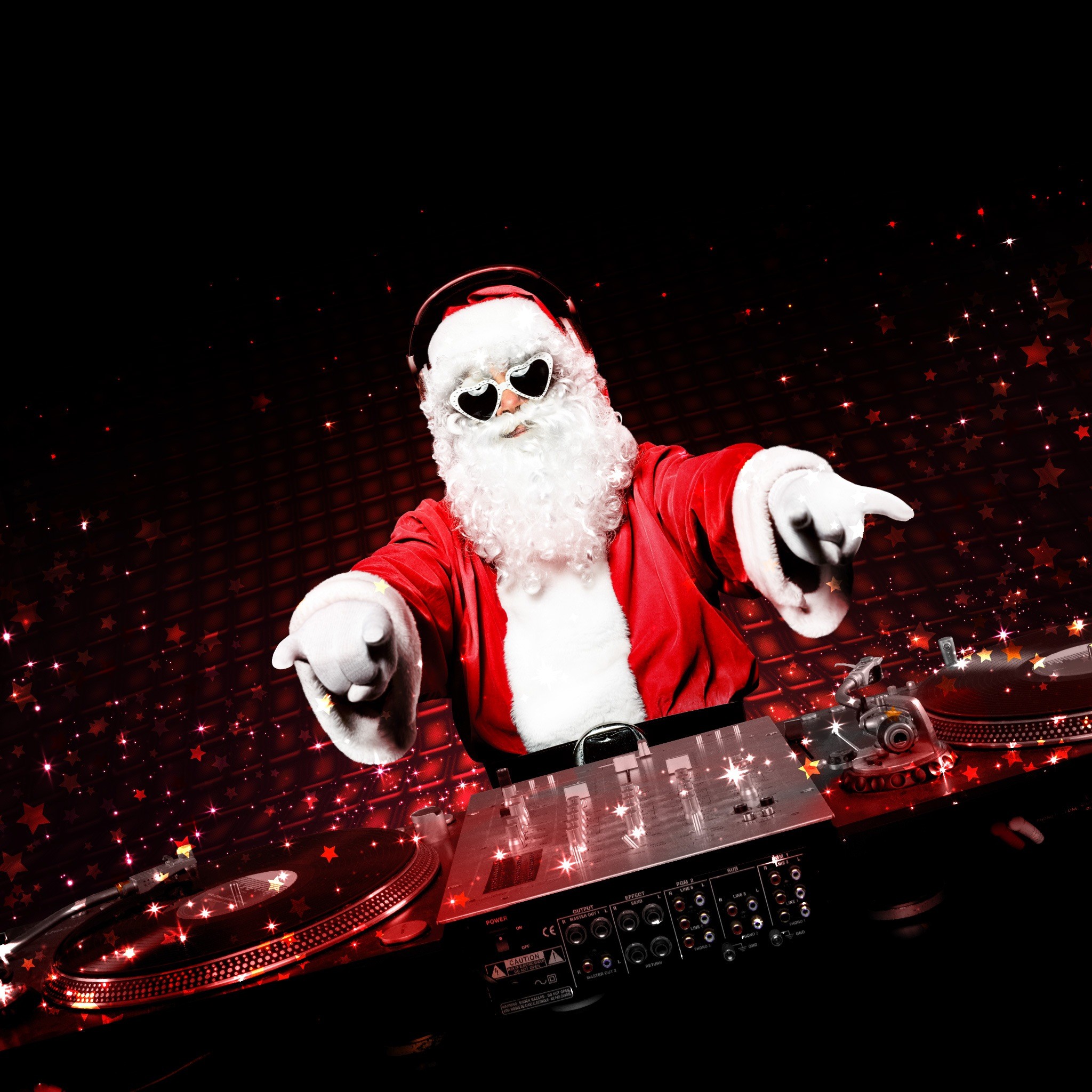 Babbo Natale, DJ, Console, Festa, sfondo per iPad e tablet