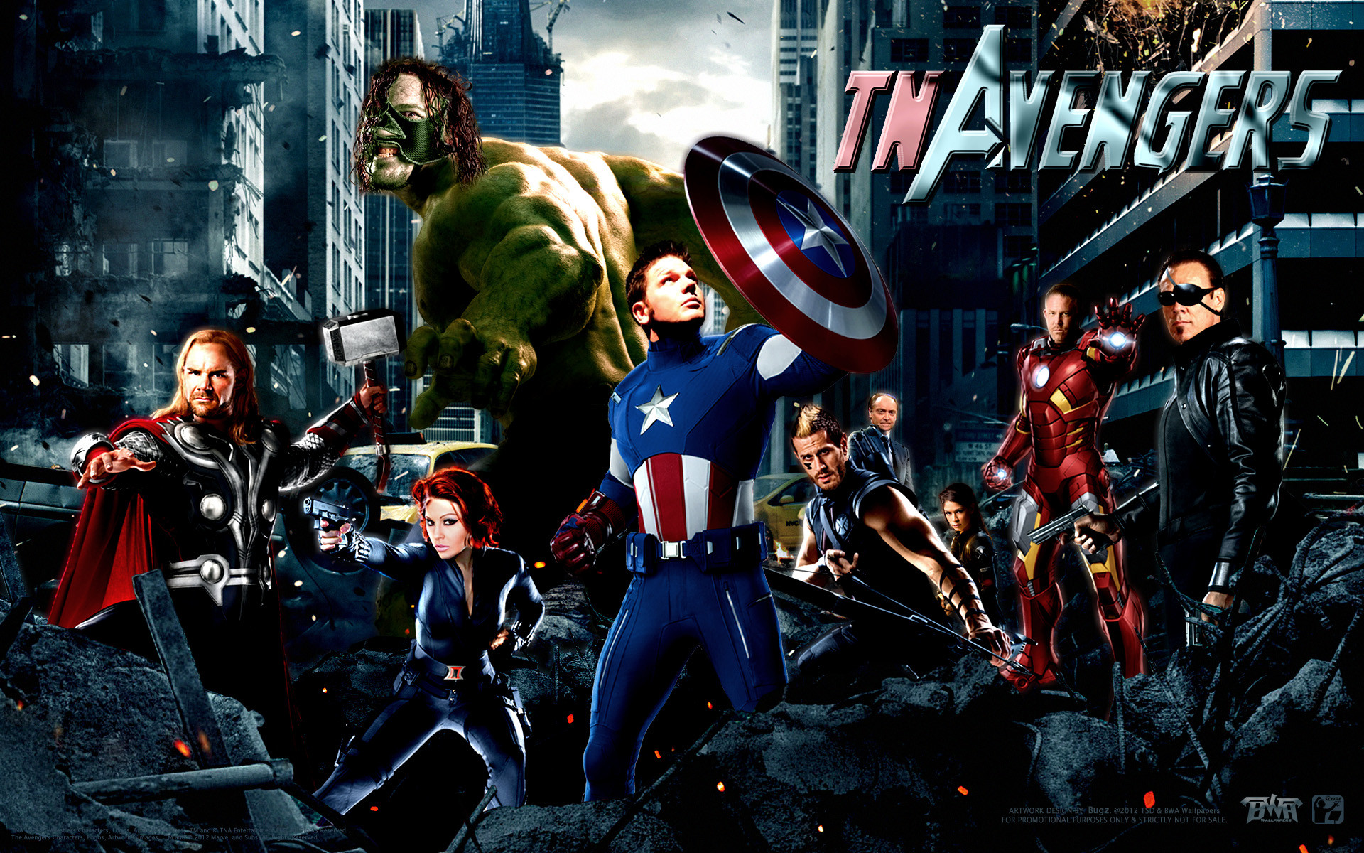 The Avengers, Hulk, Capitan America, Thor, Iron Man, Vedova Nera, sfondo MacBook Air