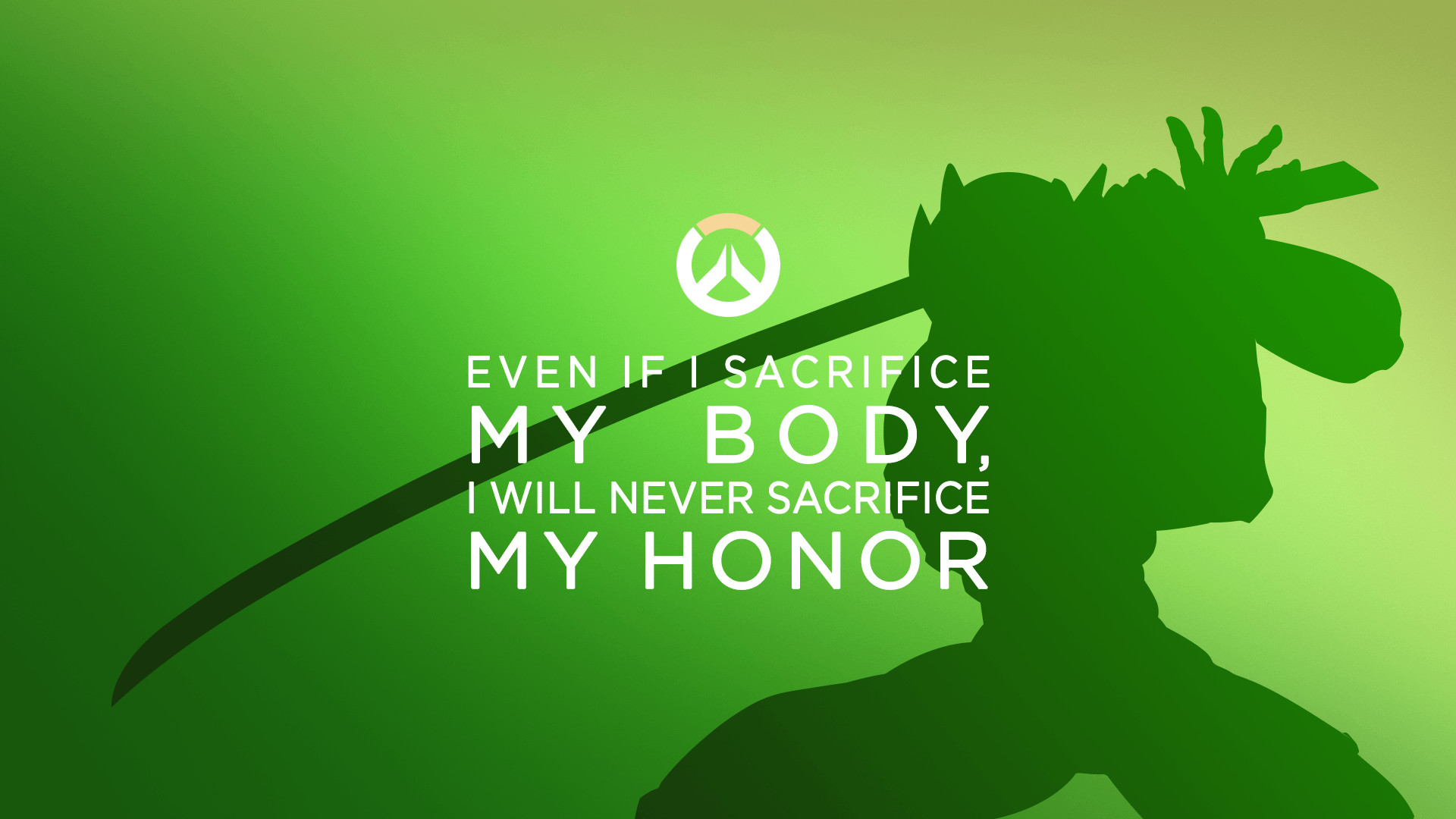 Genji, Overwatch, Citazione, Silhouette, Verde, 16:9 Full HD, sfondo widescreen