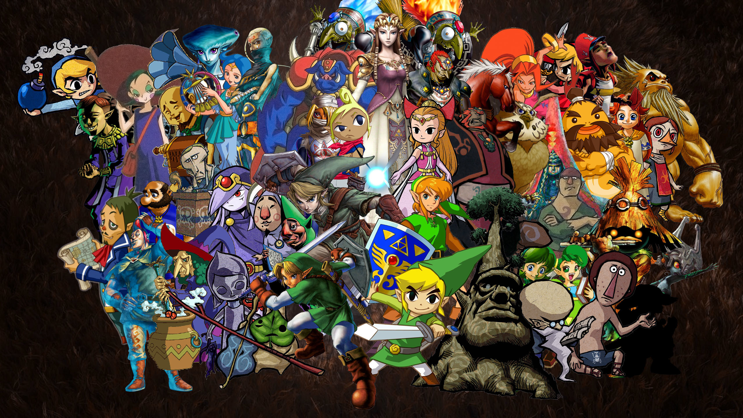 The Legend of Zelda, Link, Principessa Zelda, Personaggi, Collage, sfondo widescreen 2K