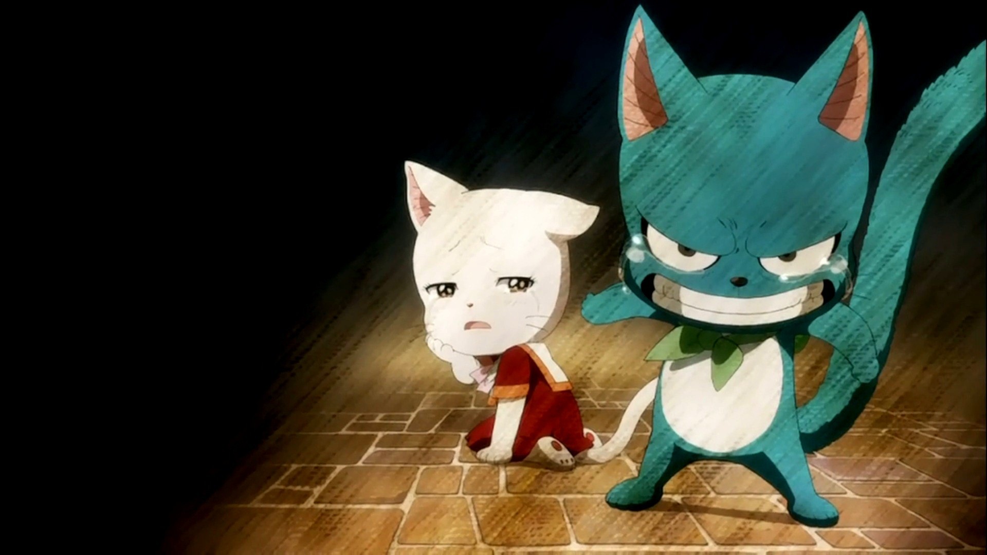 Happy, Charle, Fairy Tail, Exceed, Sfondo nero, Full HD, wallpaper per portatile