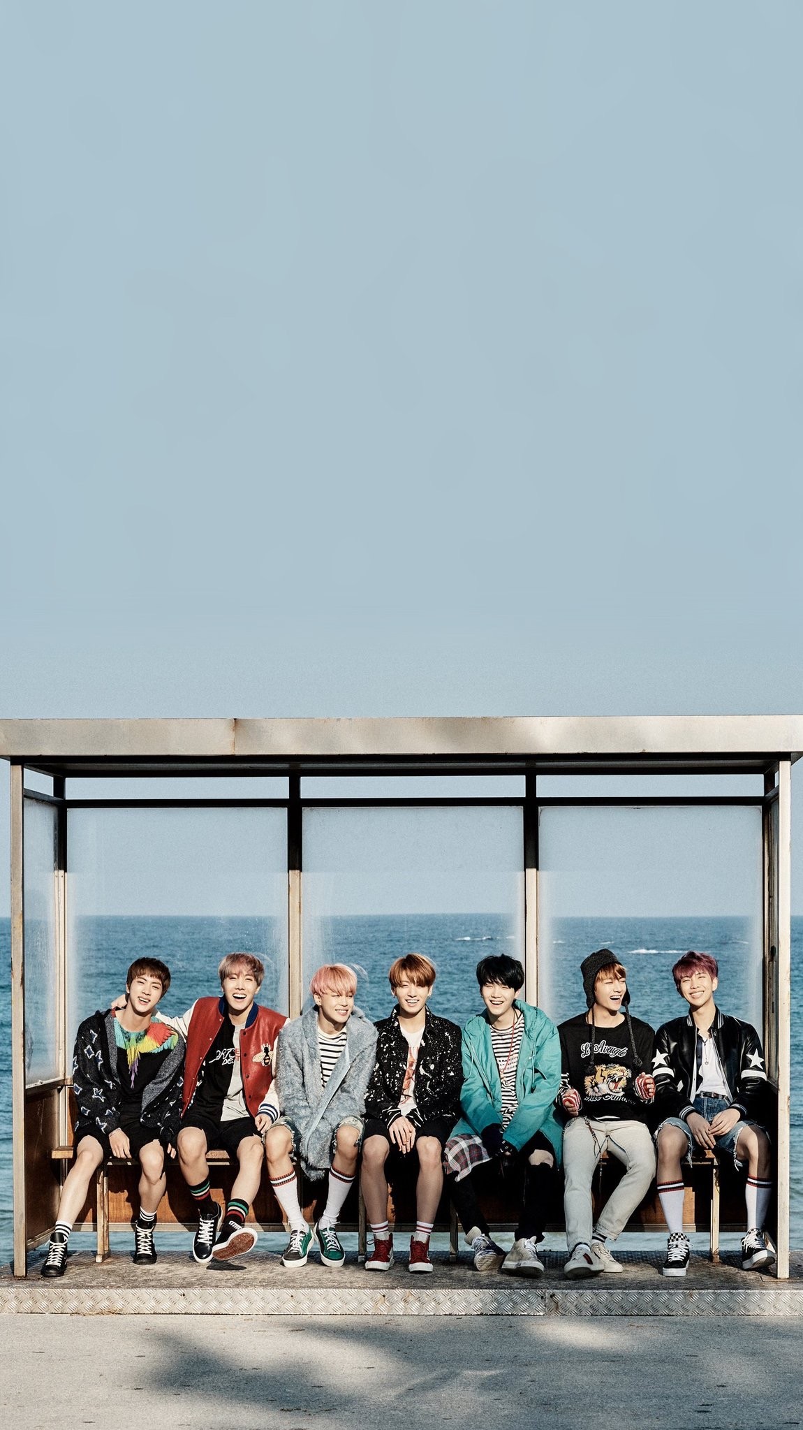 BTS, You Never Walk Alone, Fermata dell'autobus, Cielo azzurro, Full HD, sfondo per iPhone e Android
