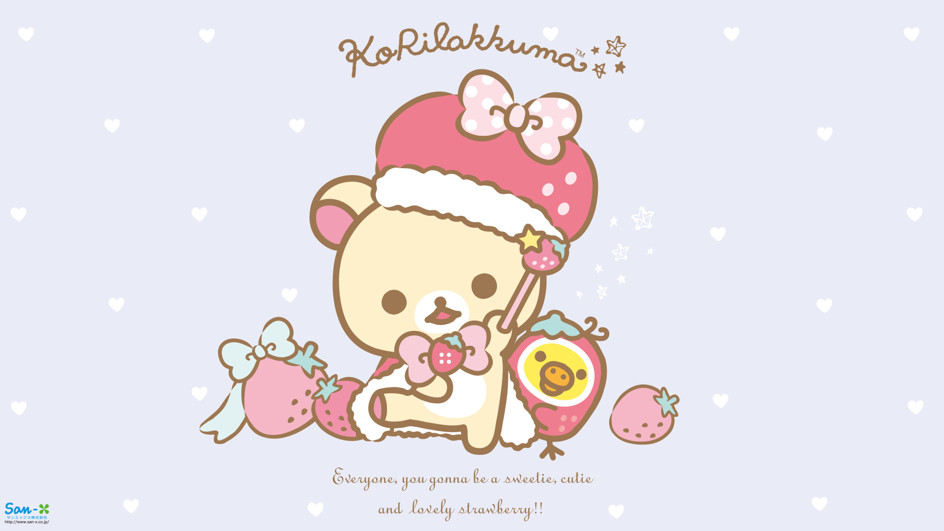 Korilakkuma, San-X, Fragole, Kawaii, Full HD, sfondo Windows 11