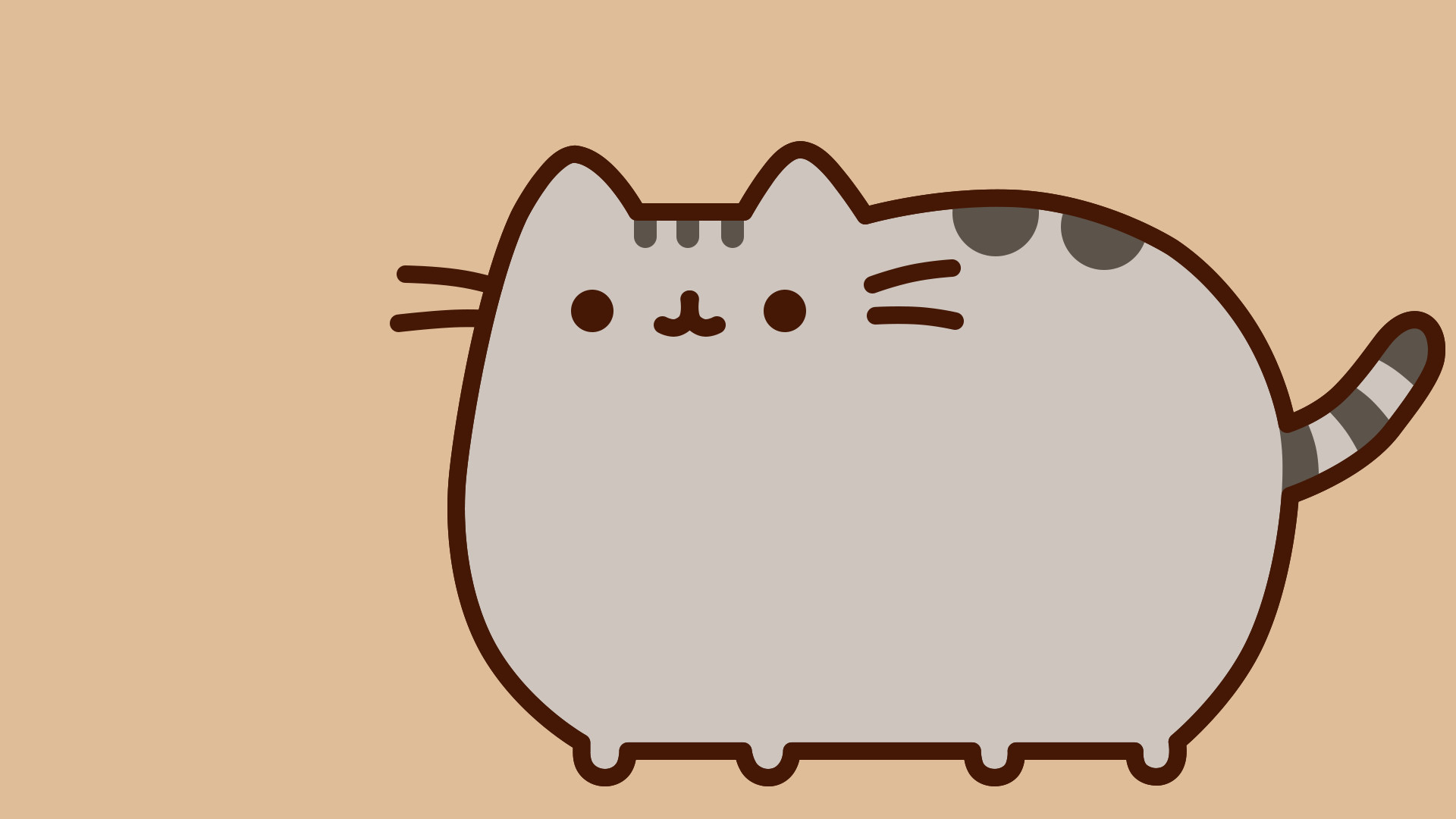 Pusheen, Gatto kawaii, Sfondo beige, Minimalista, Full HD, wallpaper desktop