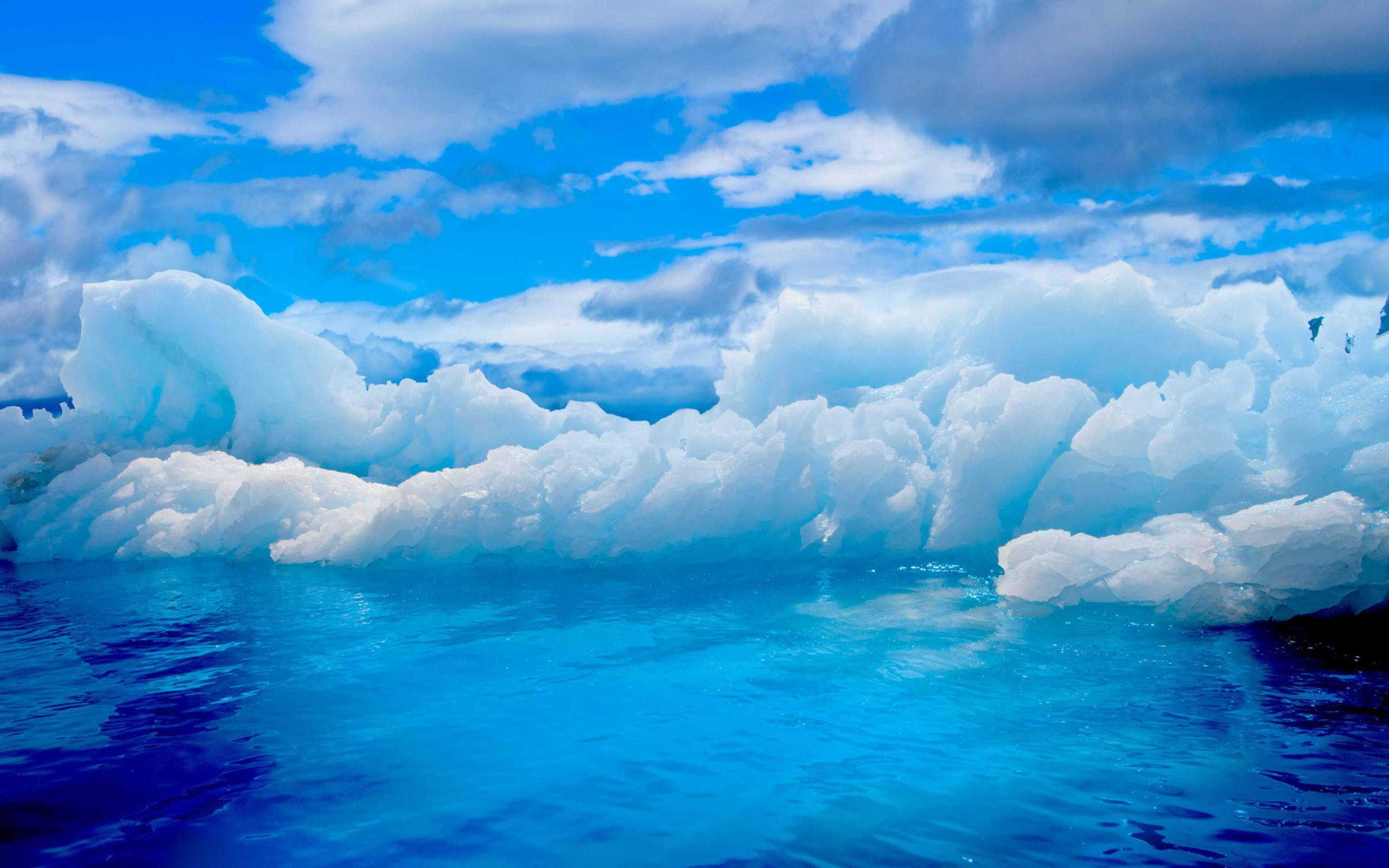 Ghiaccio marino, Oceano, Nuvole, Blu, 2560x1600, immagine di sfondo