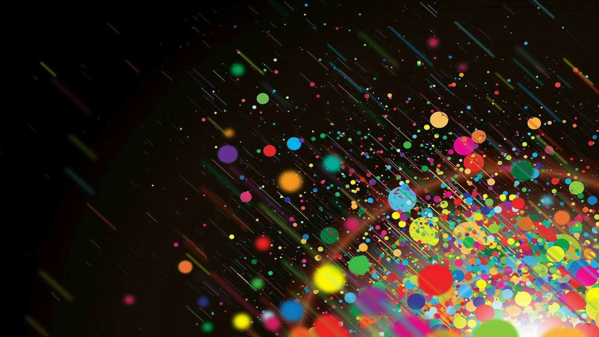 Cerchi colorati, Particelle, Astratto, Sfondo nero, Full HD, wallpaper per PC
