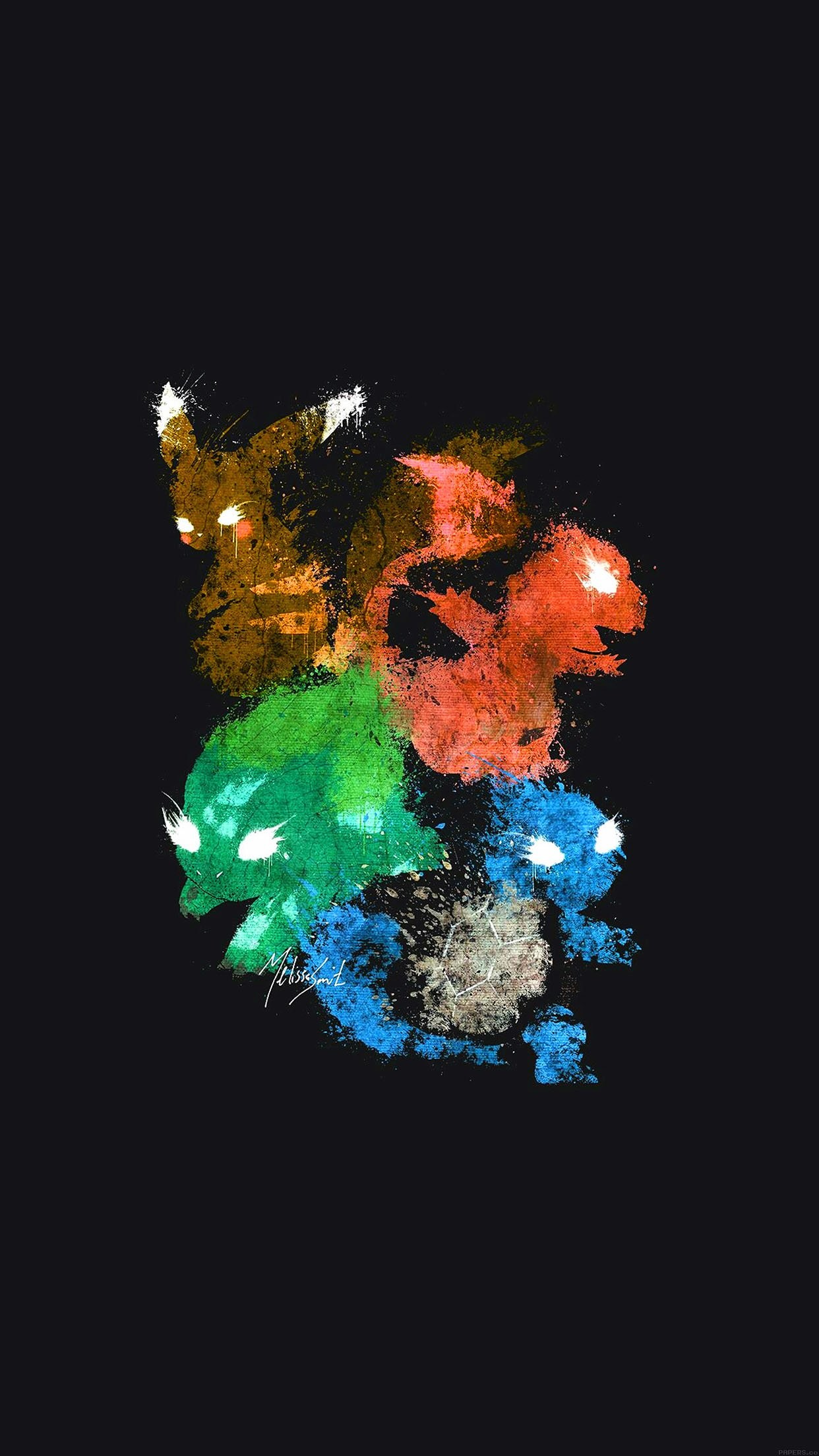 Pokémon, Charmander, Bulbasaur, Squirtle, Acquerello, Full HD, schermata di blocco iPhone 5