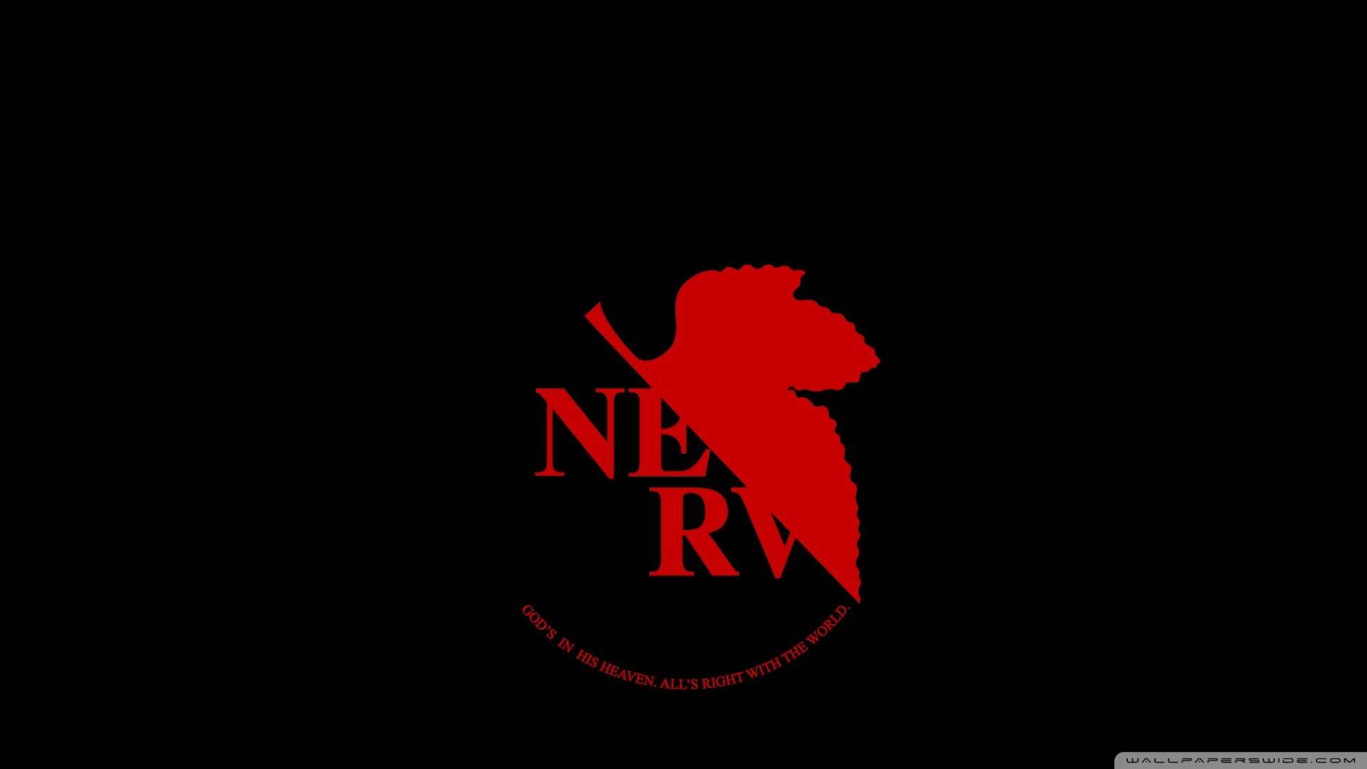 NERV, Logo NERV, Neon Genesis Evangelion, Sfondo nero, Full HD, wallpaper per portatile