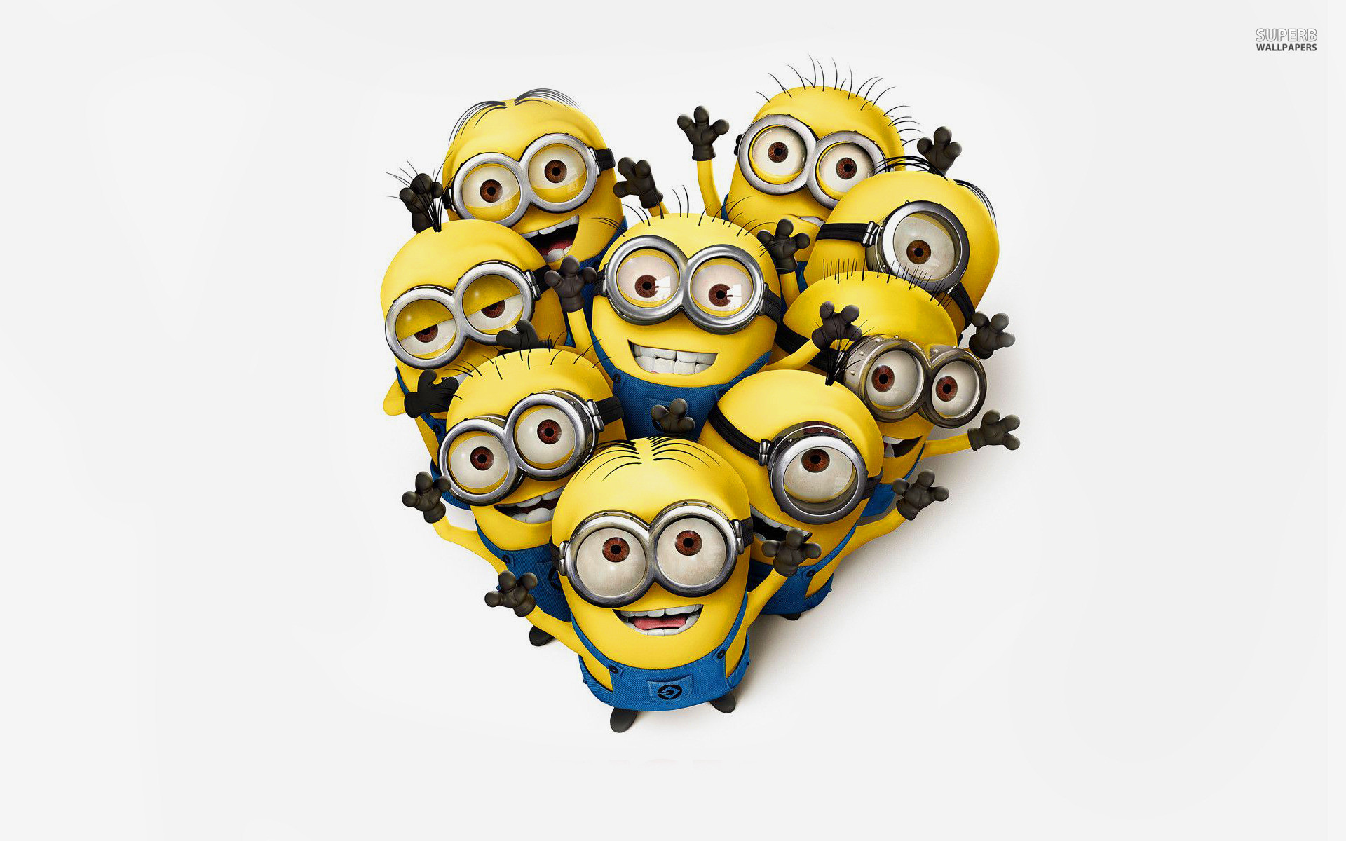 Minion, Forma di cuore, Gruppo, Sfondo bianco, 1920x1200, wallpaper desktop