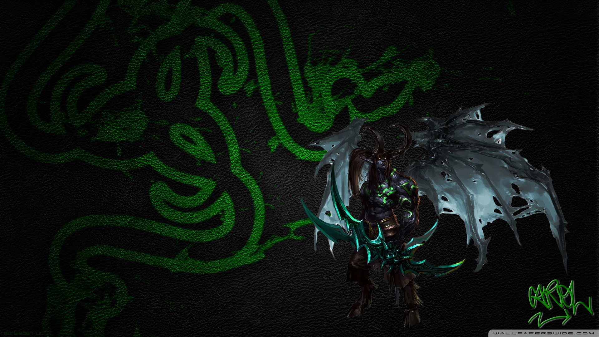 Razer, Logo Razer, Illidan Stormrage, World of Warcraft, Verde, 1920x1080, immagine di sfondo