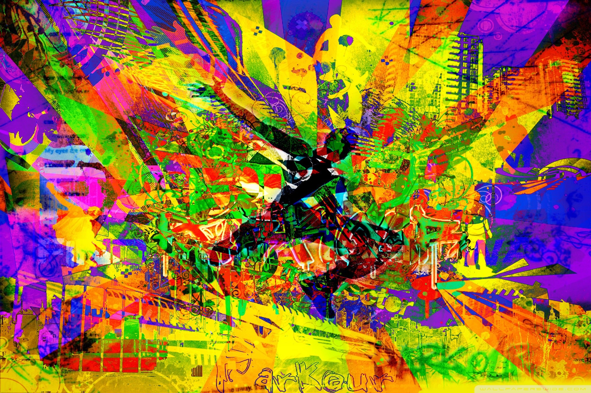 Parkour, Arte astratta, Colori vivaci, Full HD, sfondo Windows 11
