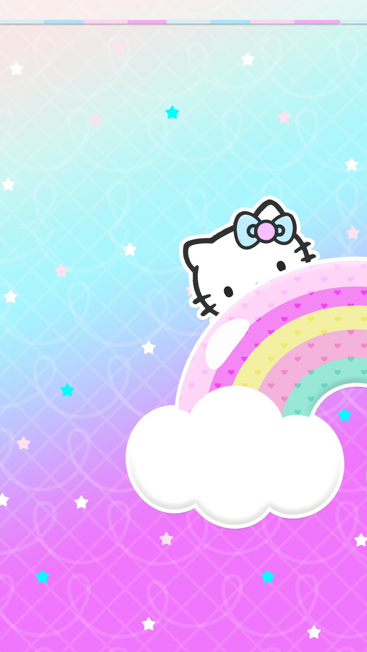 Hello Kitty, Arcobaleno, Nuvola, Pastello, Kawaii, 1242x2208, schermata di blocco iPhone