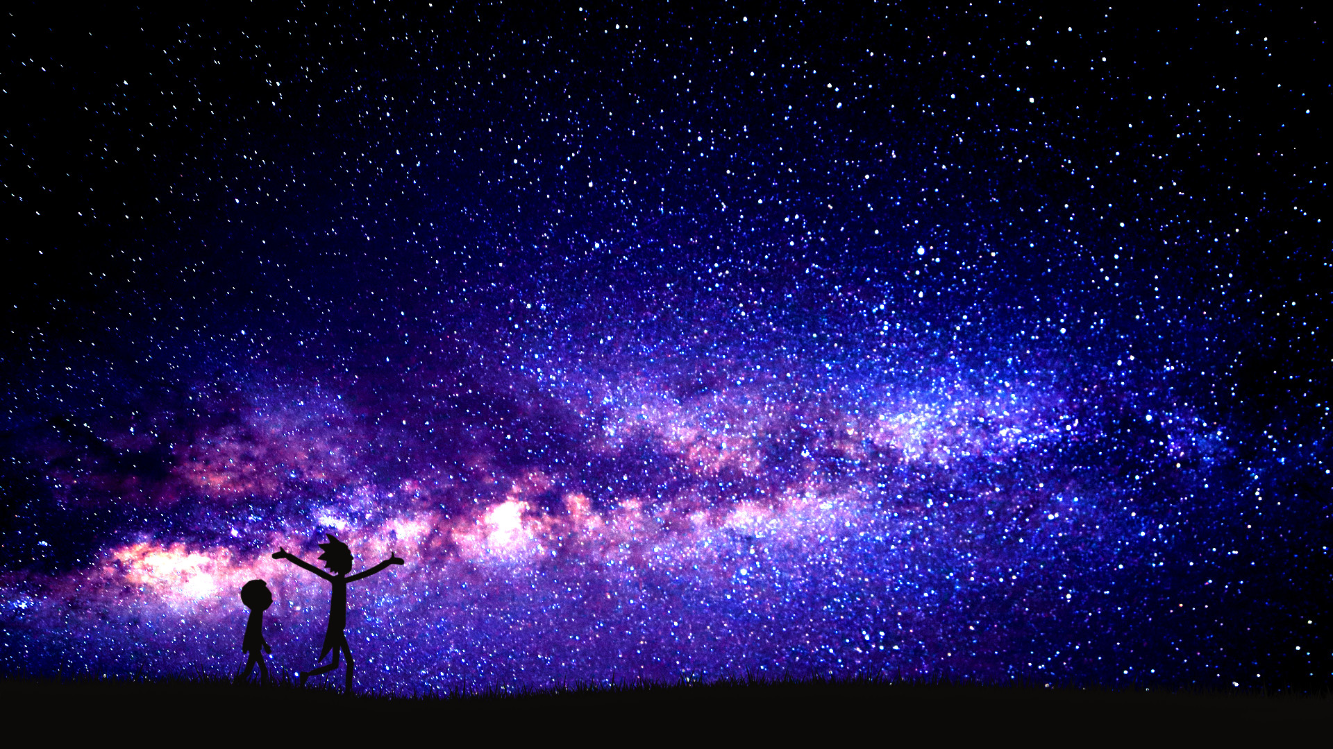 Rick Sanchez, Morty Smith, Via Lattea, Silhouette, 1920x1080, sfondo per PC