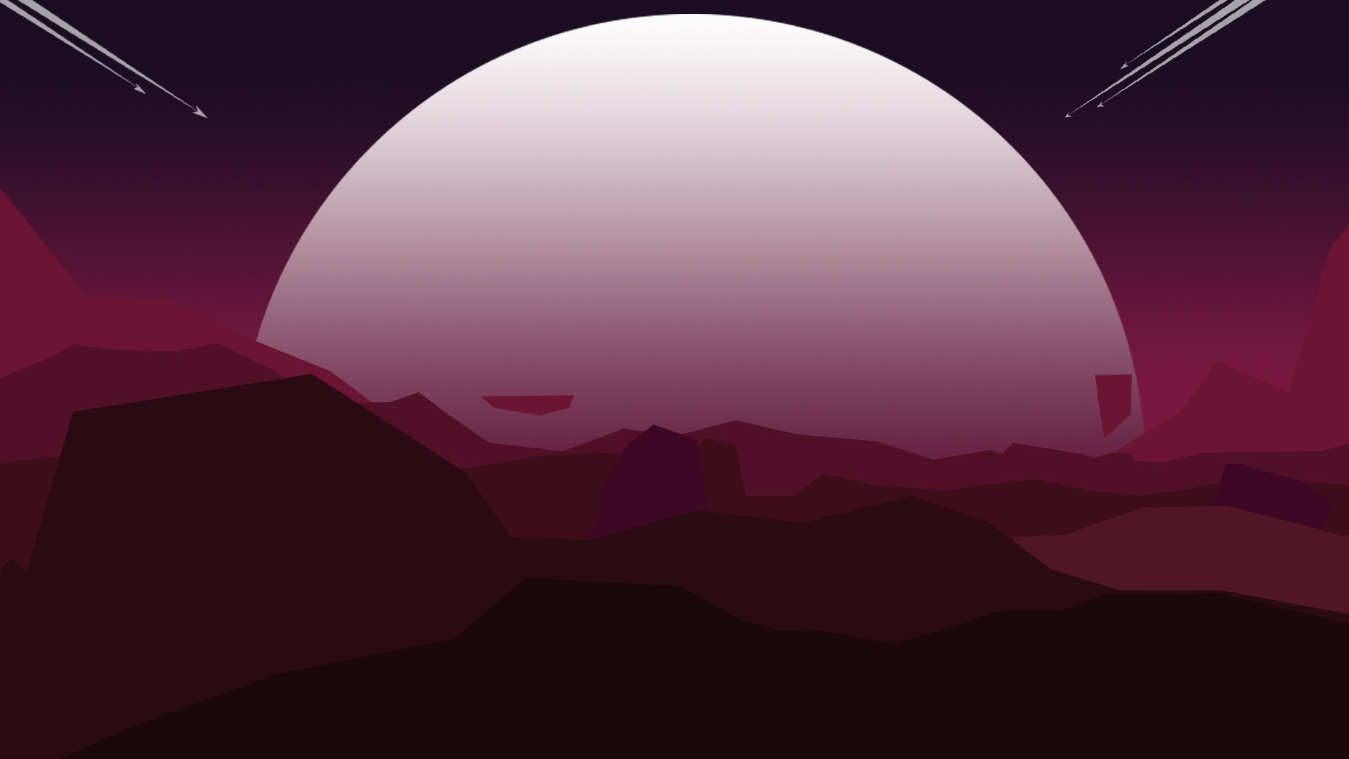 Pianeta, Montagne, Bordeaux, Flat design, Full HD, sfondo desktop