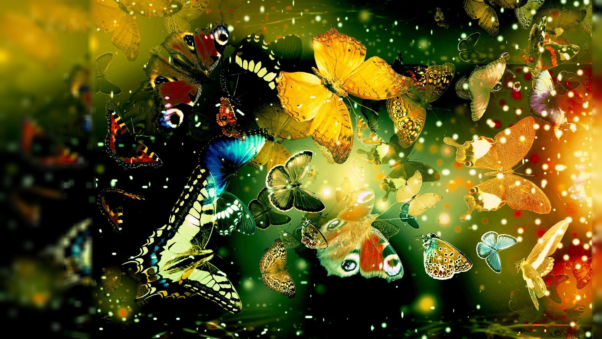 Farfalle, Fantasy, Colorato, Bokeh, Full HD 1080p, sfondo desktop