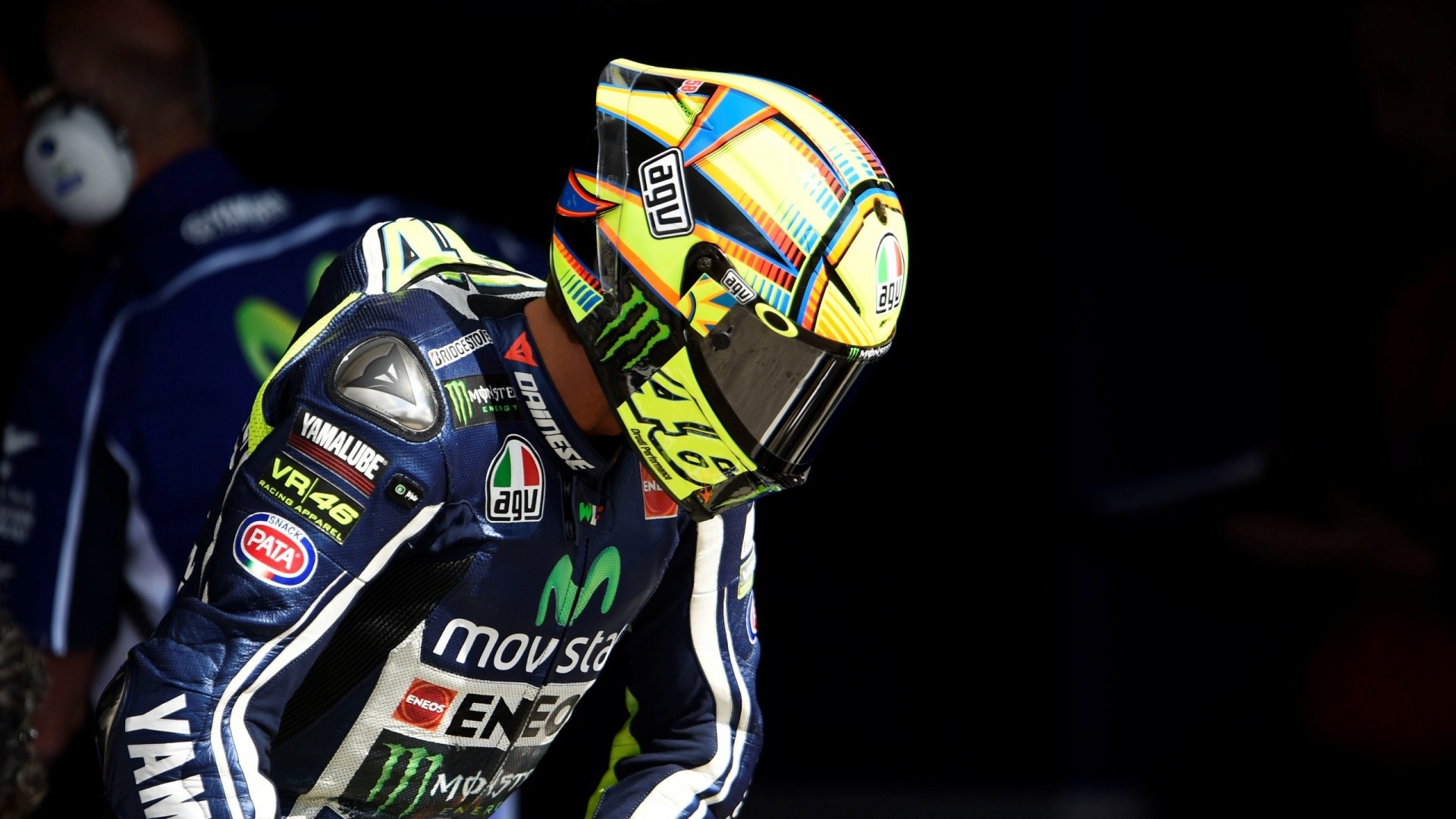 Valentino Rossi, Yamaha, Movistar, MotoGP, Casco, 1920x1080, immagine di sfondo