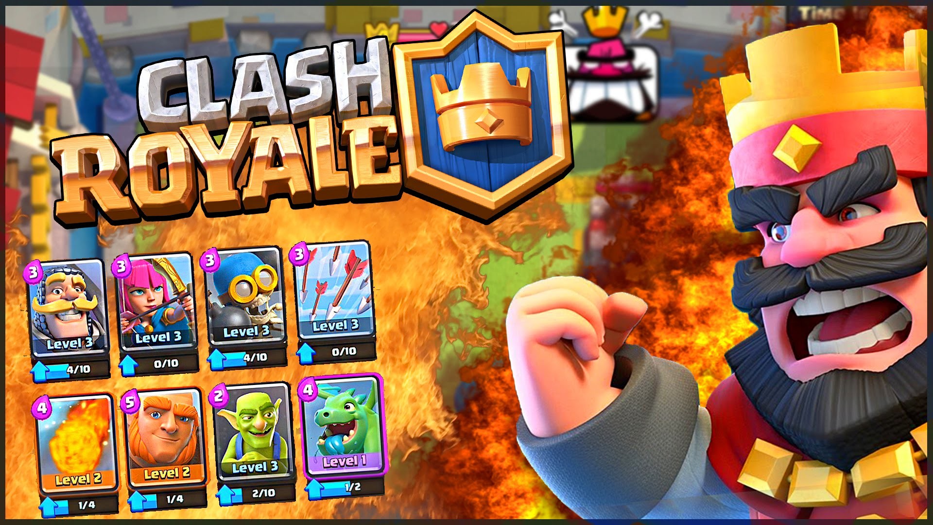 Clash Royale, Re Rosso, Carte, Logo, Fuoco, Full HD, sfondo per PC