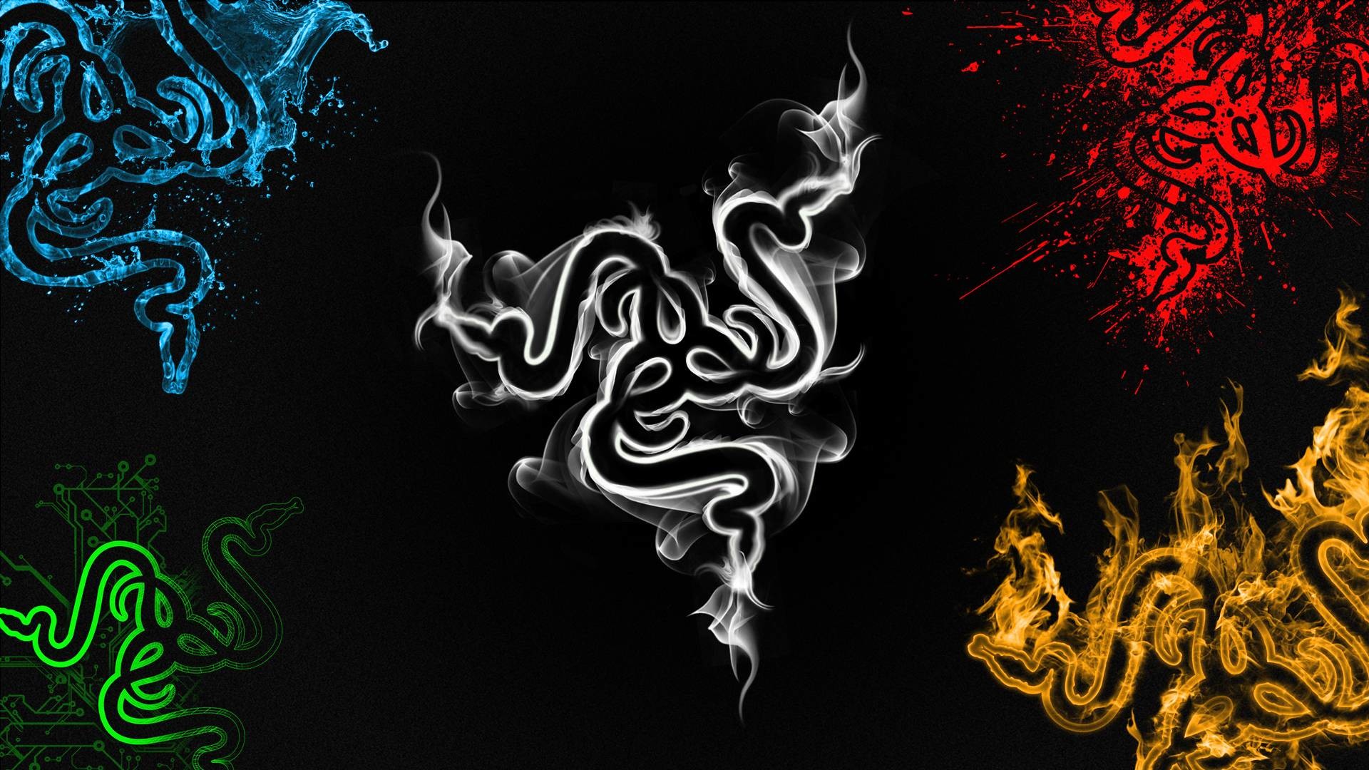 Razer, Logo Razer, Fumo, Colori, Fuoco, Full HD, sfondo per PC