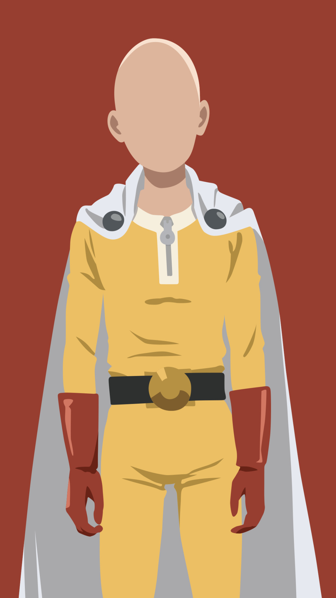 Saitama, One Punch Man, Minimalista, Sfondo rosso, Full HD, schermata di blocco del cellulare
