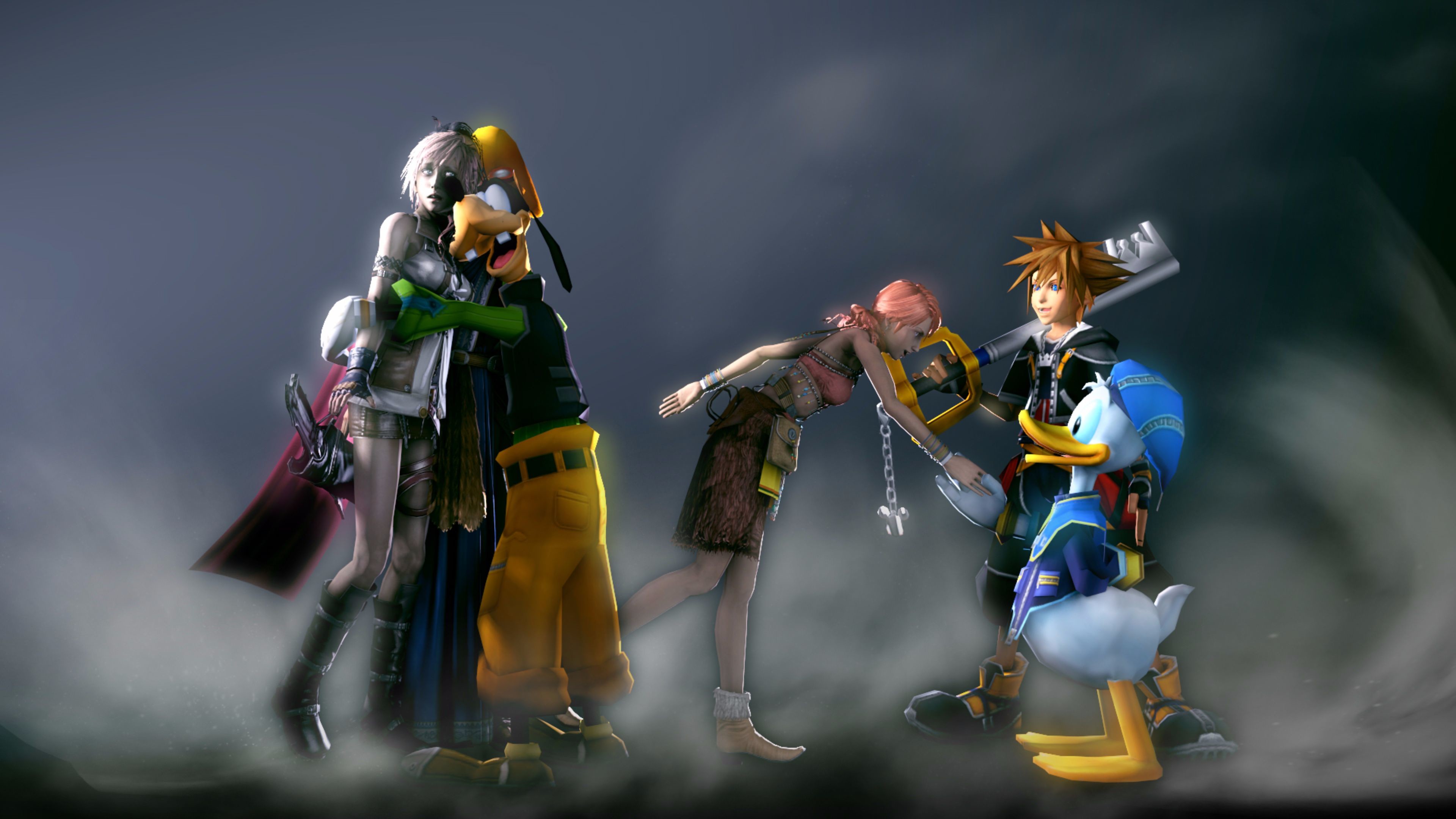 Kingdom Hearts, Sora, Paperino, Pippo, Nebbia, 16:9 4K, sfondo widescreen