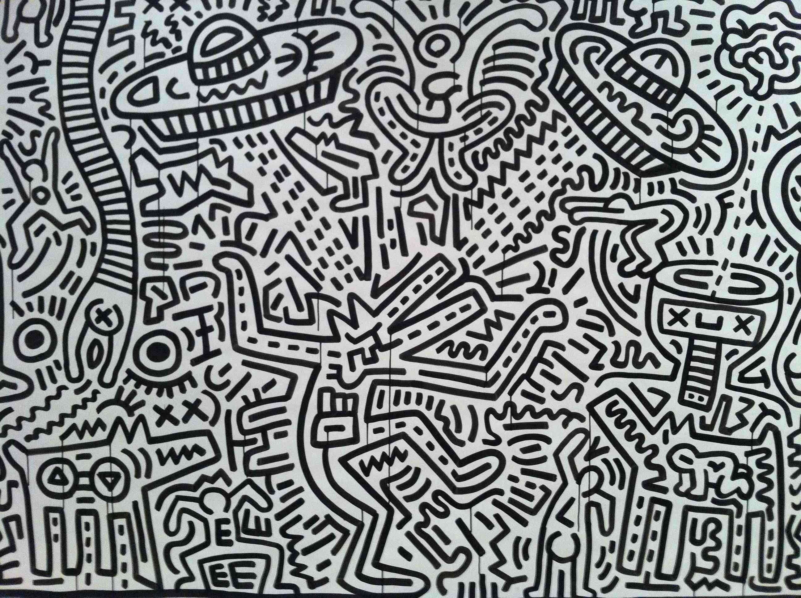 Keith Haring, Doodle, Bianco e nero, Graffiti, sfondo per iPad e tablet