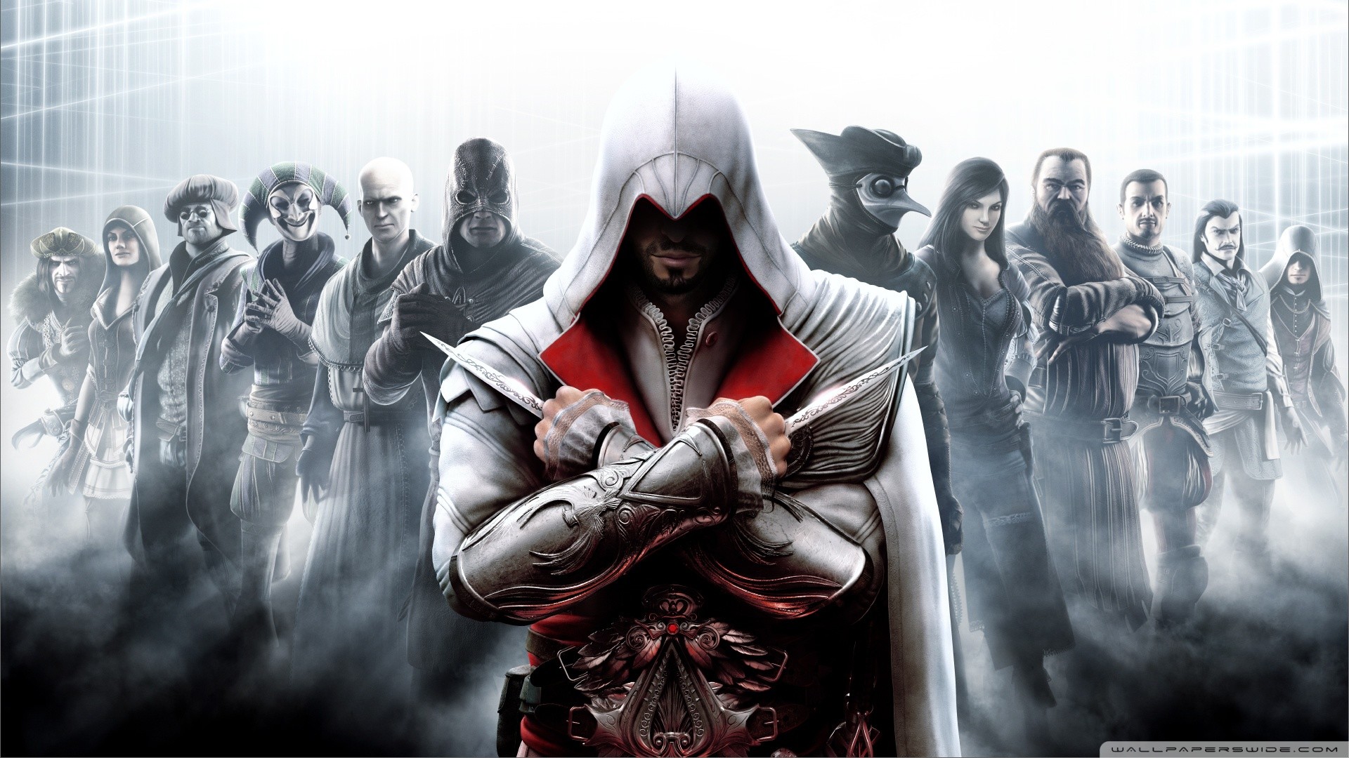Ezio Auditore da Firenze, Assassin's Creed: Brotherhood, Assassini, Nebbia, sfondo widescreen Full HD