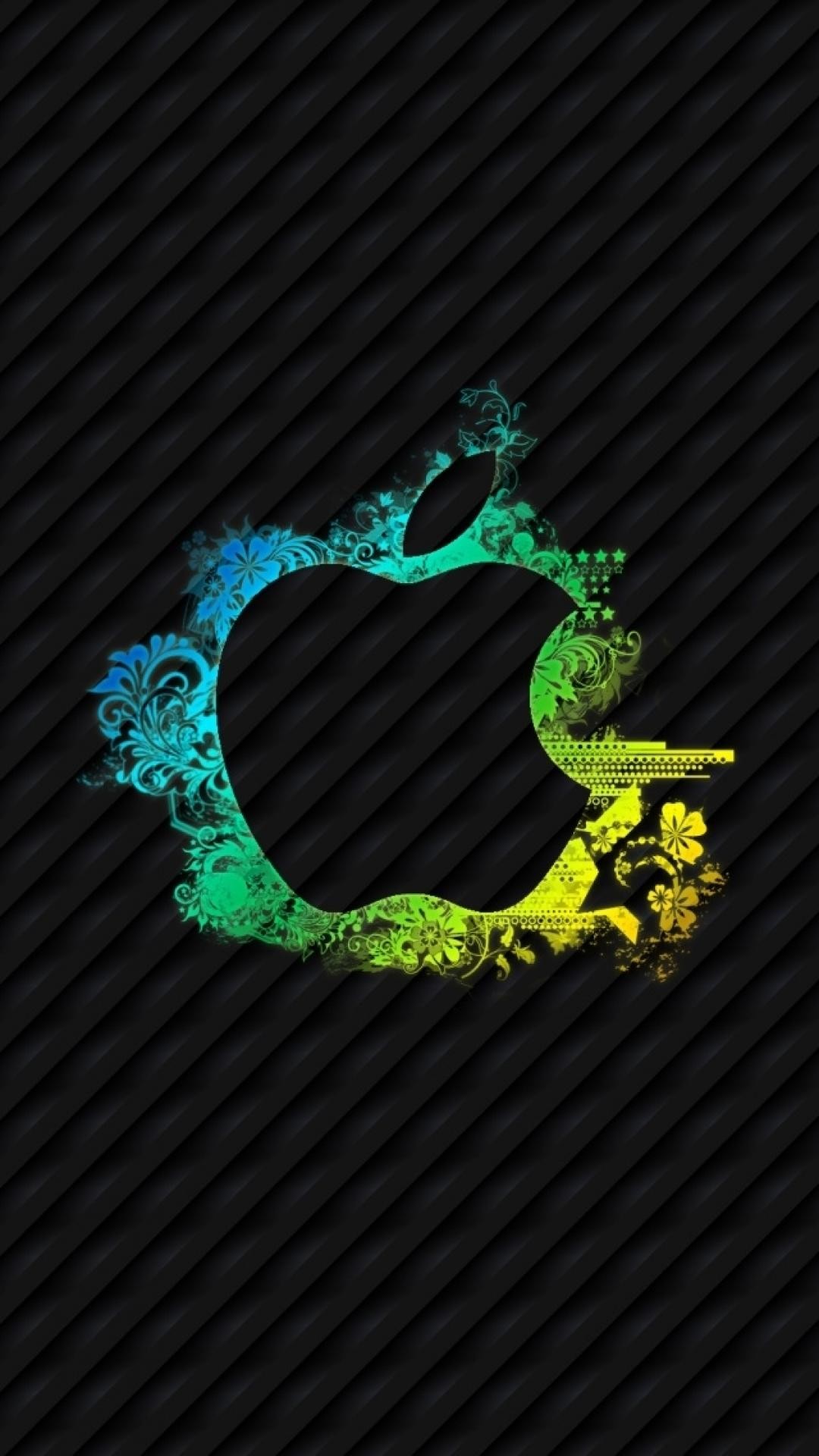 Logo Apple, Arcobaleno, Fibra di carbonio, wallpaper iPhone 16