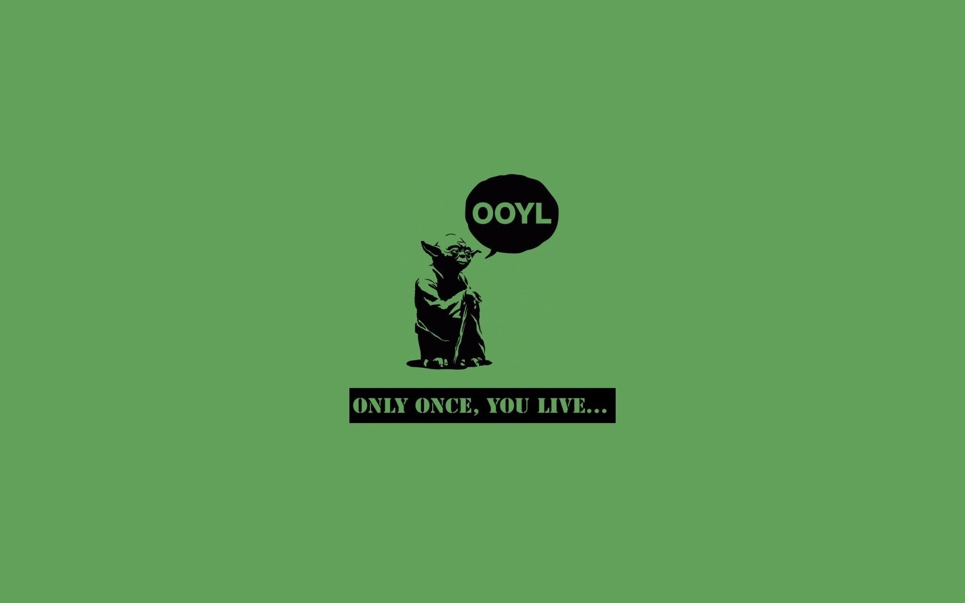 Yoda, OOYL, Only once you live, Umorismo, Verde, 16:10 Full HD, wallpaper widescreen
